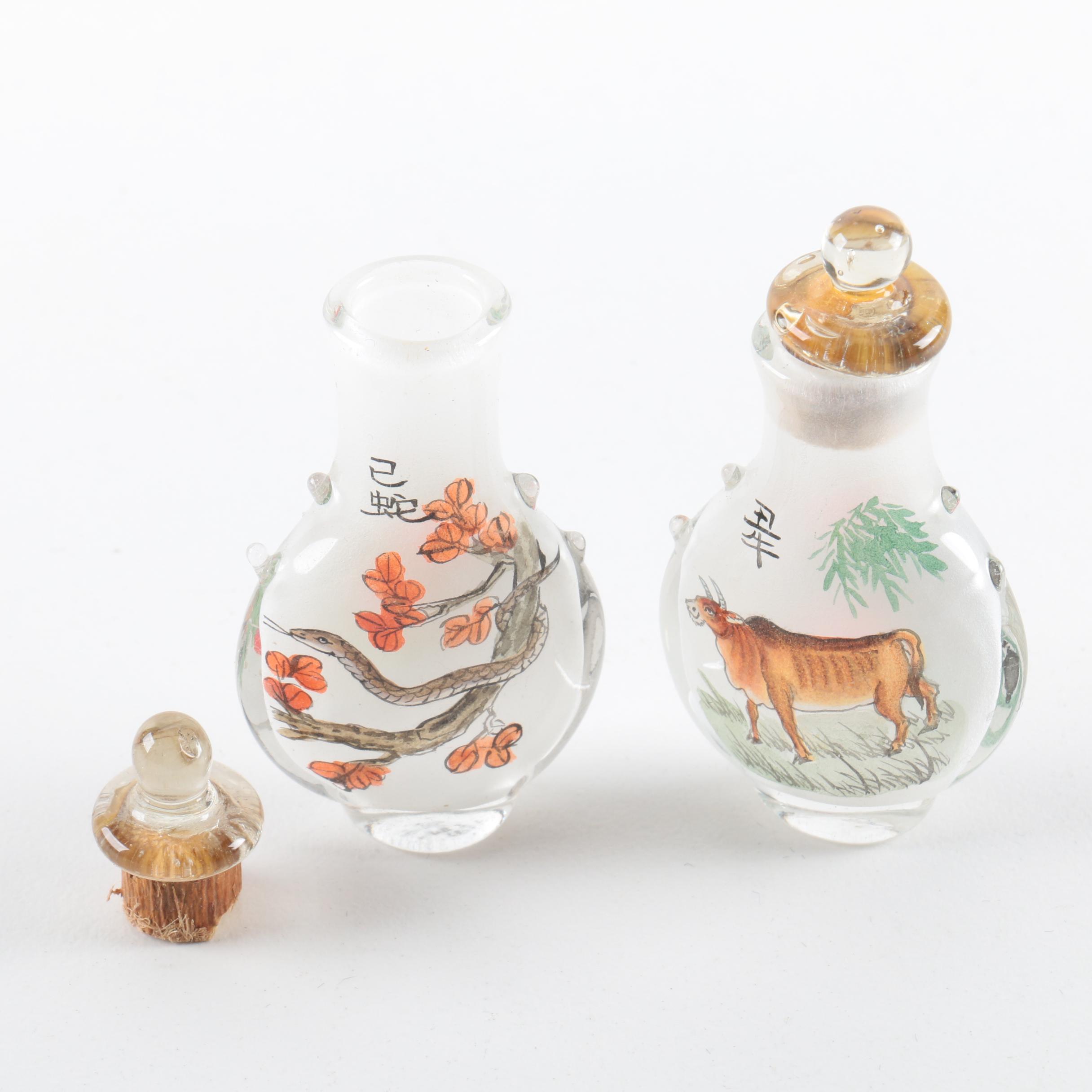Set of Chinese Zodiac Glass Snuff Bottles