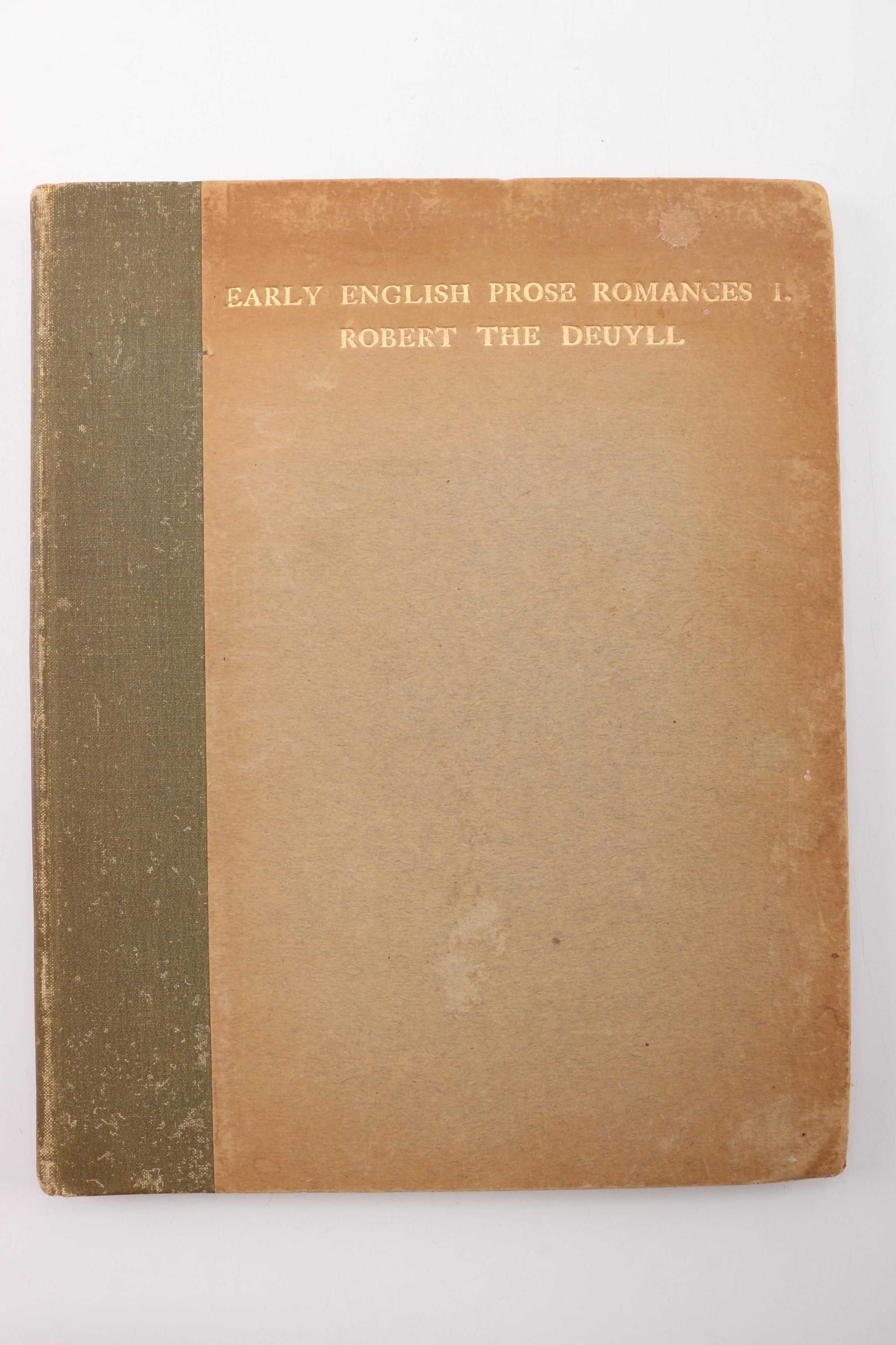 1904 Limited Edition "Early English Prose Romances: Robert the Deuyll"