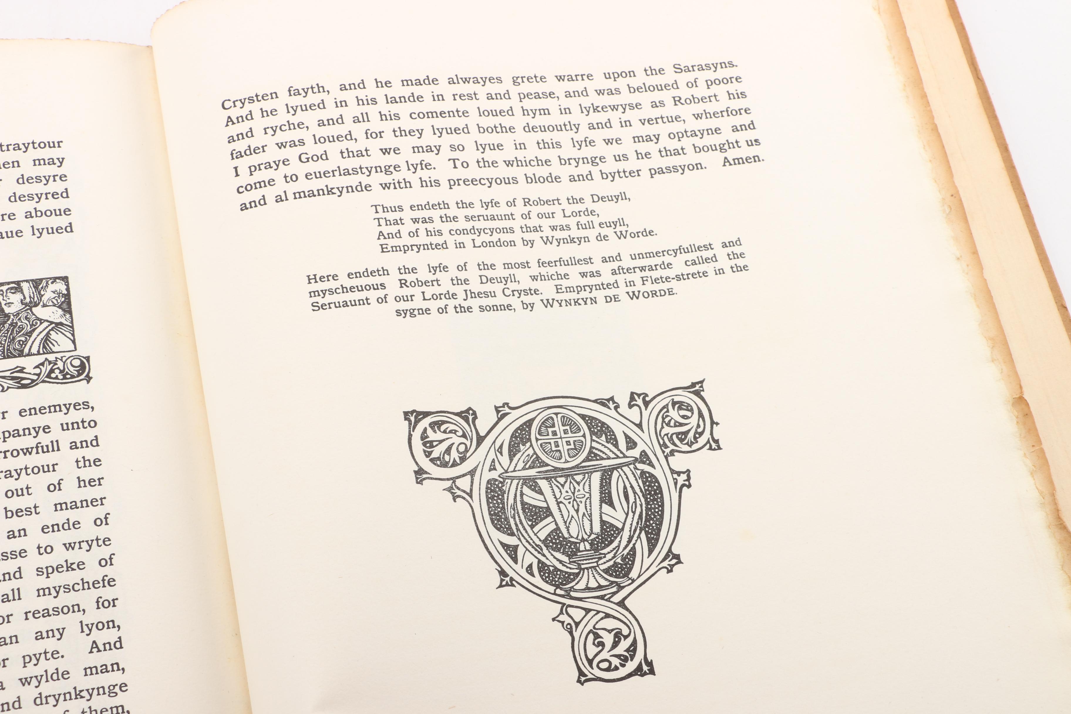 1904 Limited Edition "Early English Prose Romances: Robert the Deuyll"