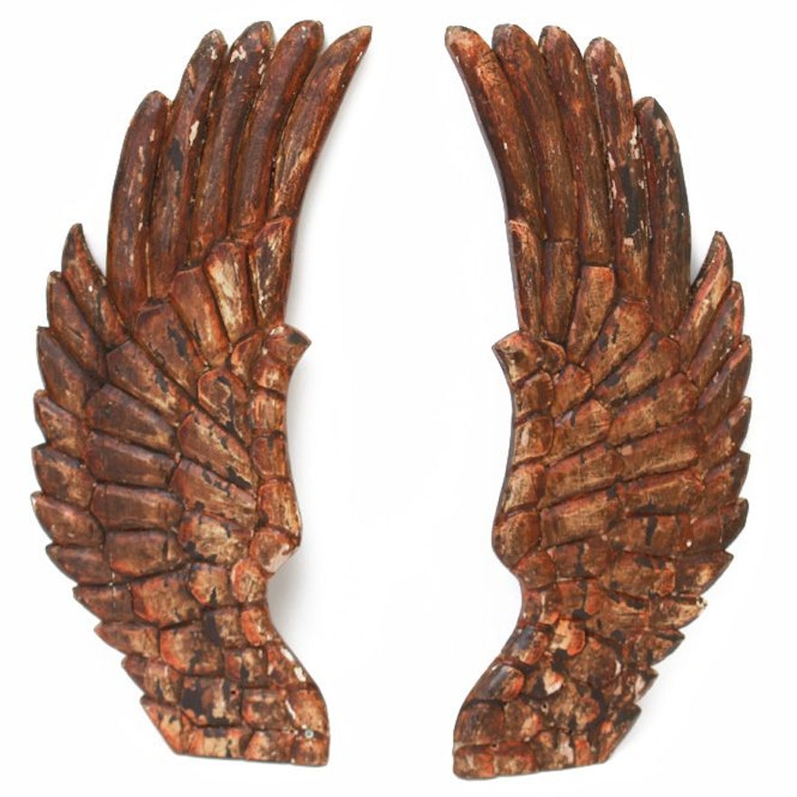 Pair of Decorative Wooden Angel Wings