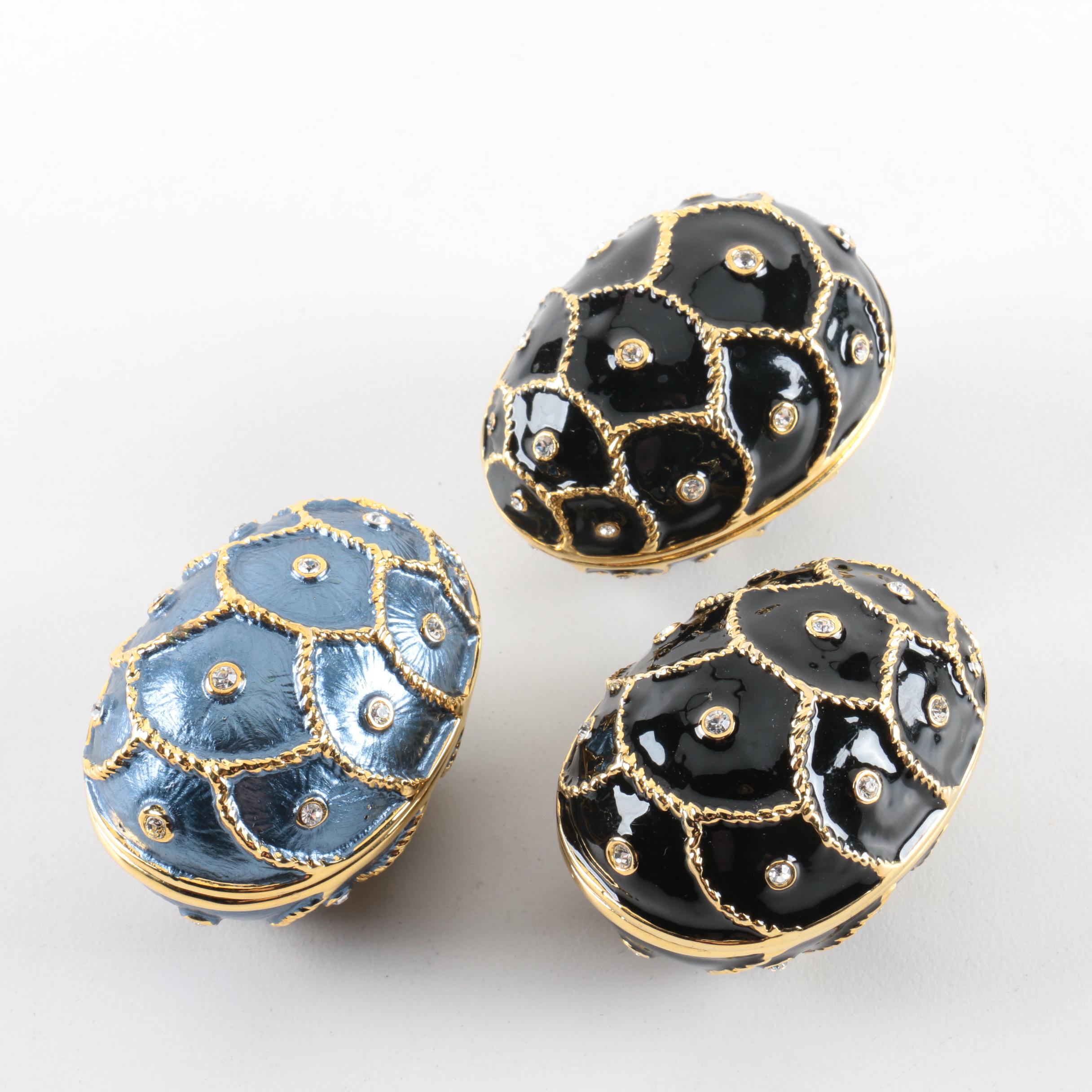 Carucci Metal Egg Shaped Trinket Boxes