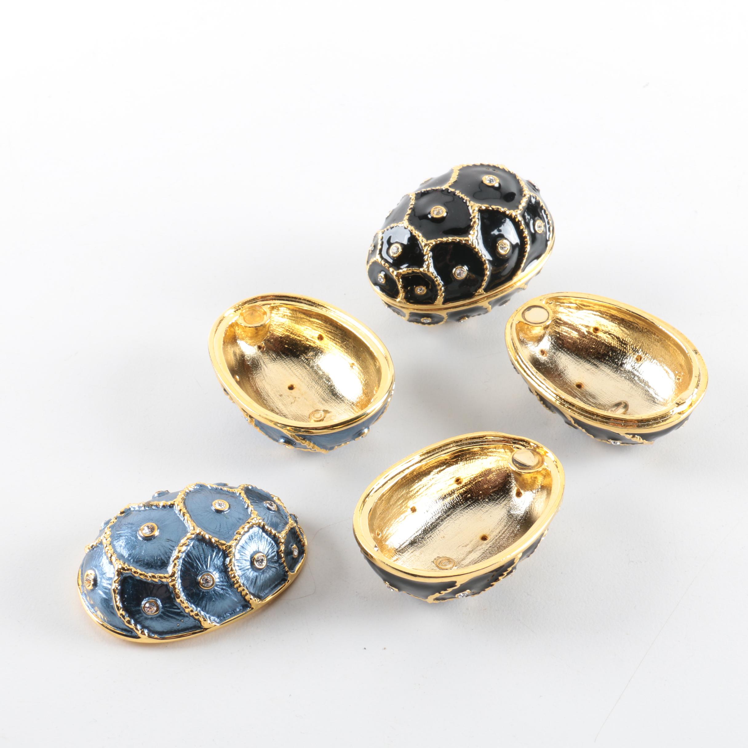 Carucci Metal Egg Shaped Trinket Boxes