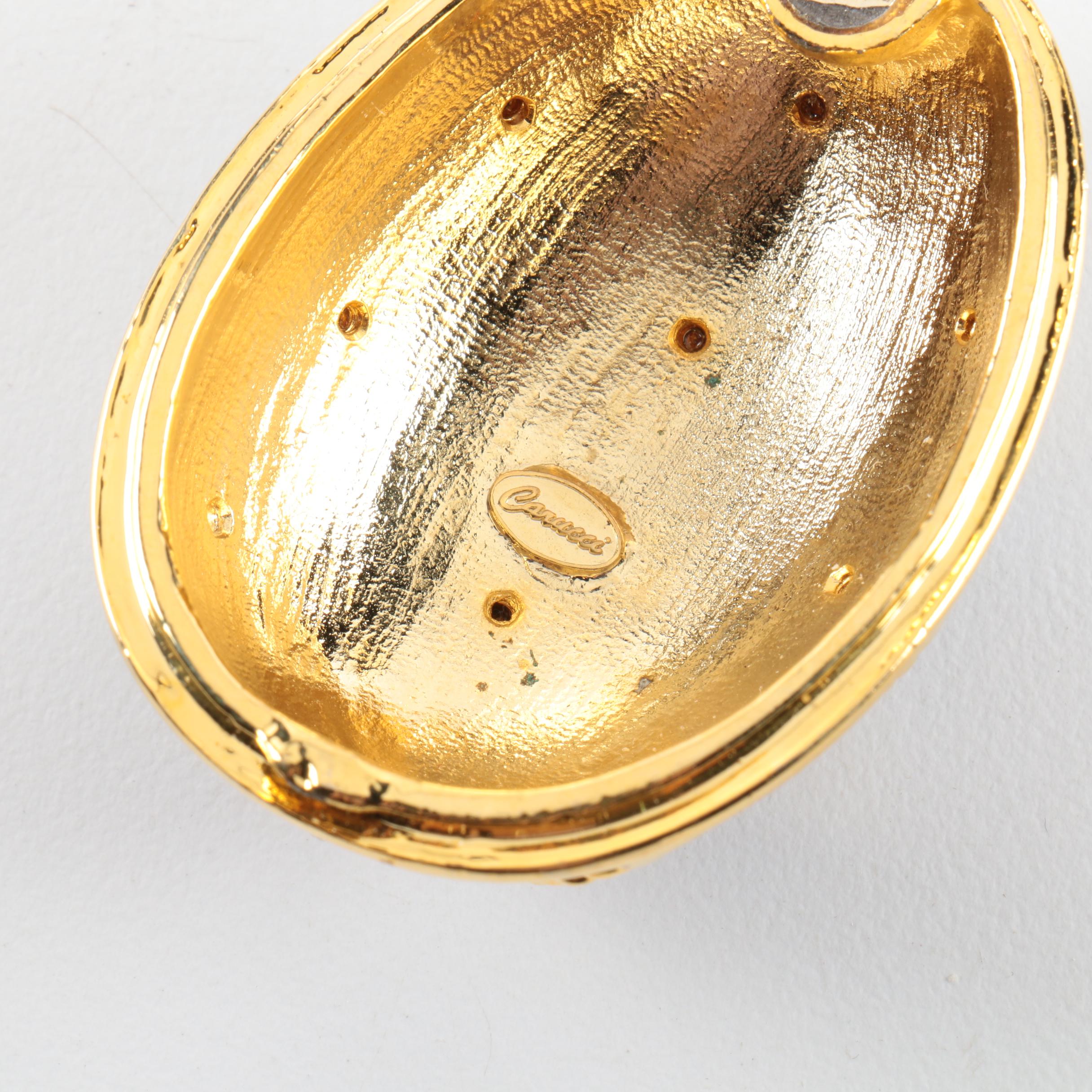 Carucci Metal Egg Shaped Trinket Boxes