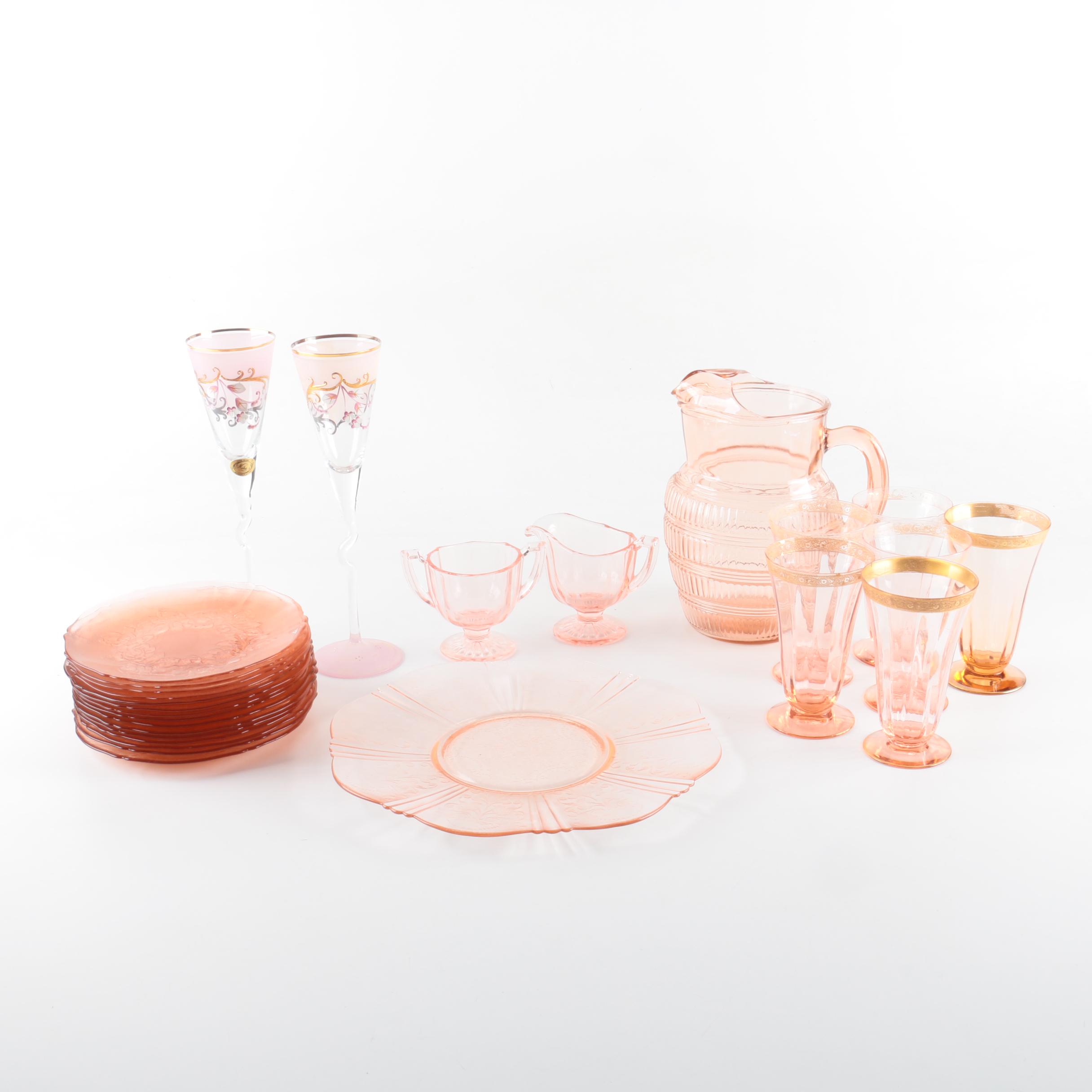 Tiffin Franciscan "Rambler Rose" Goblets and Bohemia Glass "Niké" Stemware