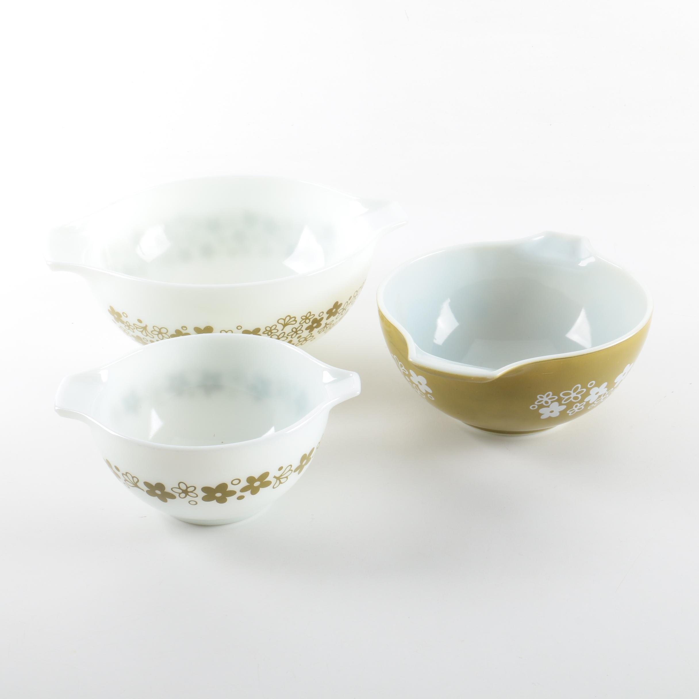 Pyrex "Spring Blossom" Cinderella Mixing Bowls, Circa 1972-1979