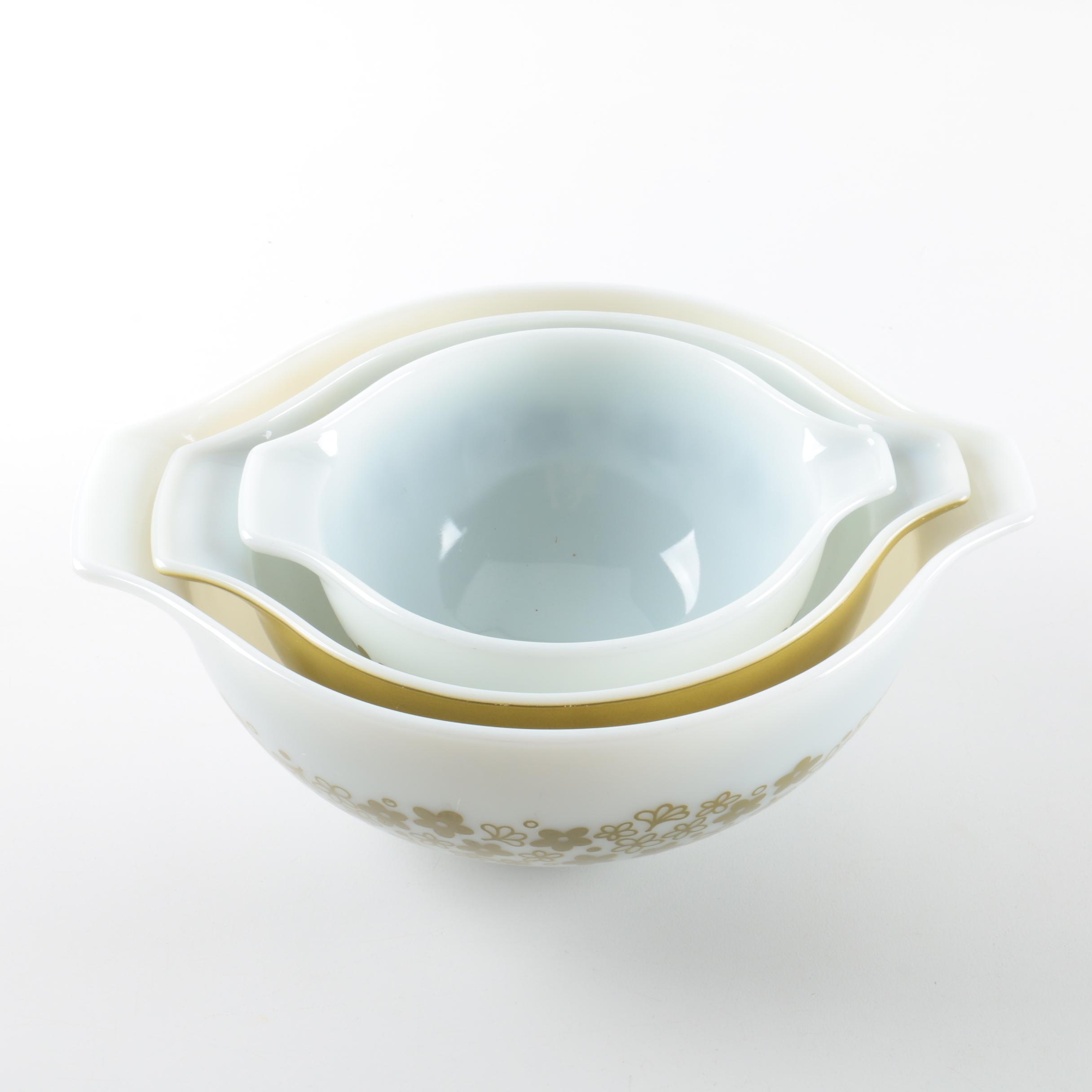 Pyrex "Spring Blossom" Cinderella Mixing Bowls, Circa 1972-1979