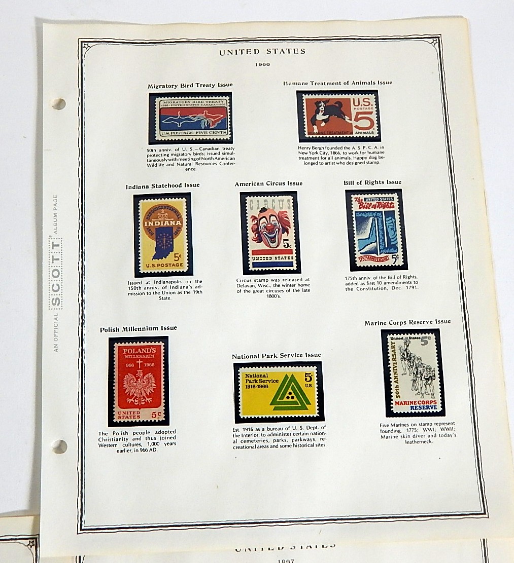 Mid 1900s Stamp Collection from Scott Collector's Book - 1965 to 1967