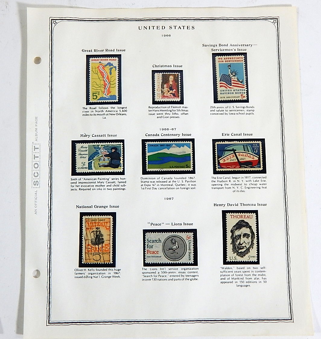 Mid 1900s Stamp Collection from Scott Collector's Book - 1965 to 1967