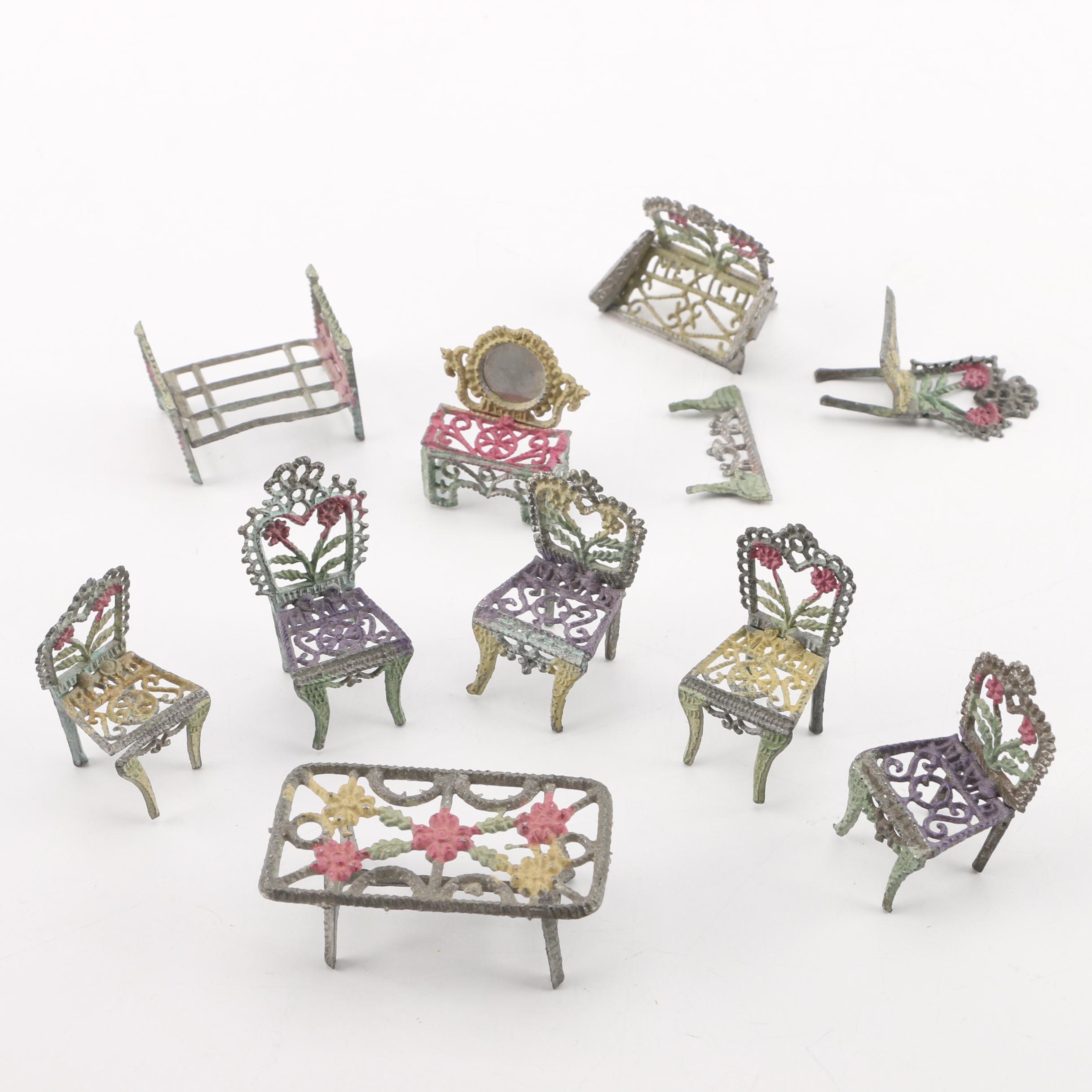 Antique Metal Dollhouse Furniture