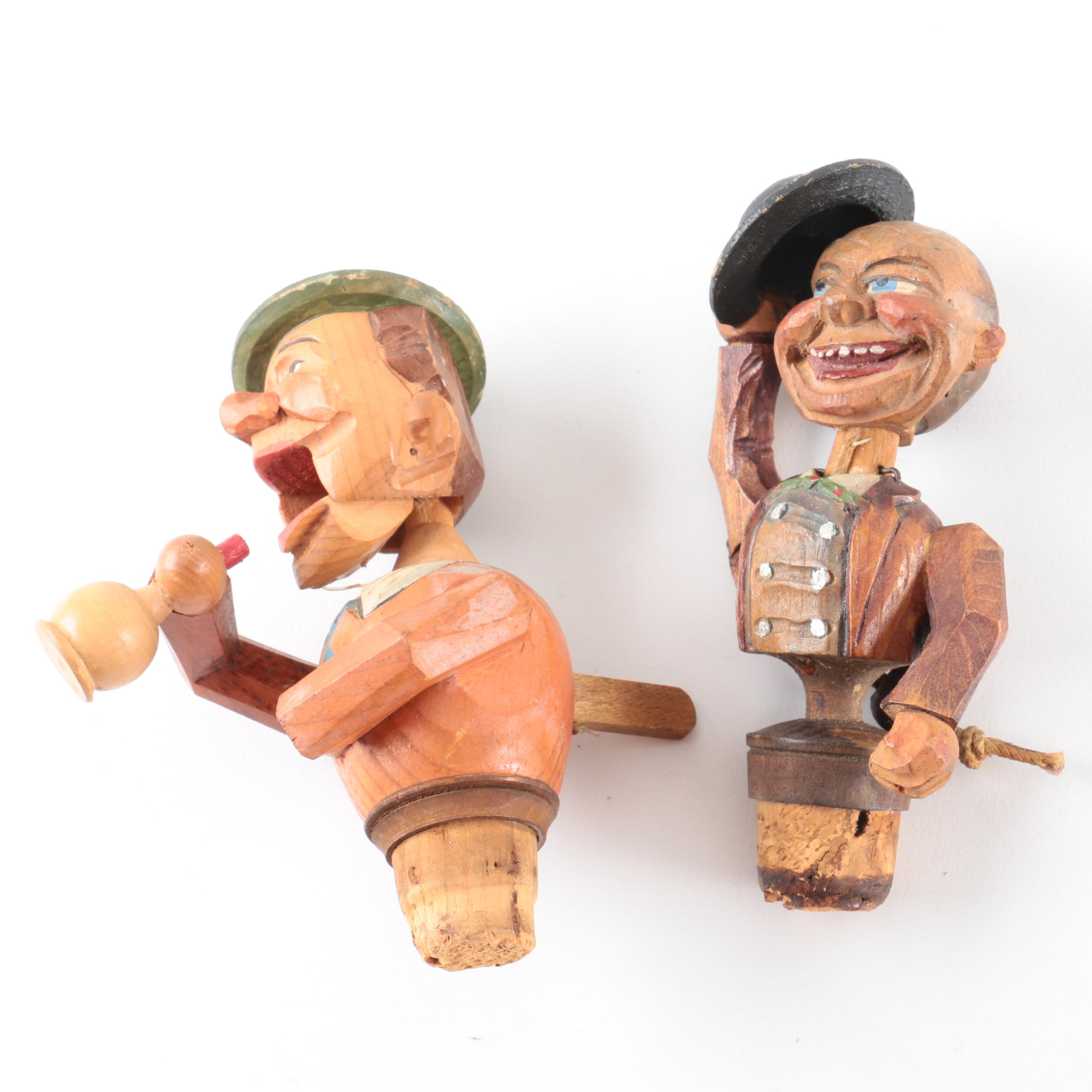Vintage Anri Wooden Bottle Stoppers and Corkscrews