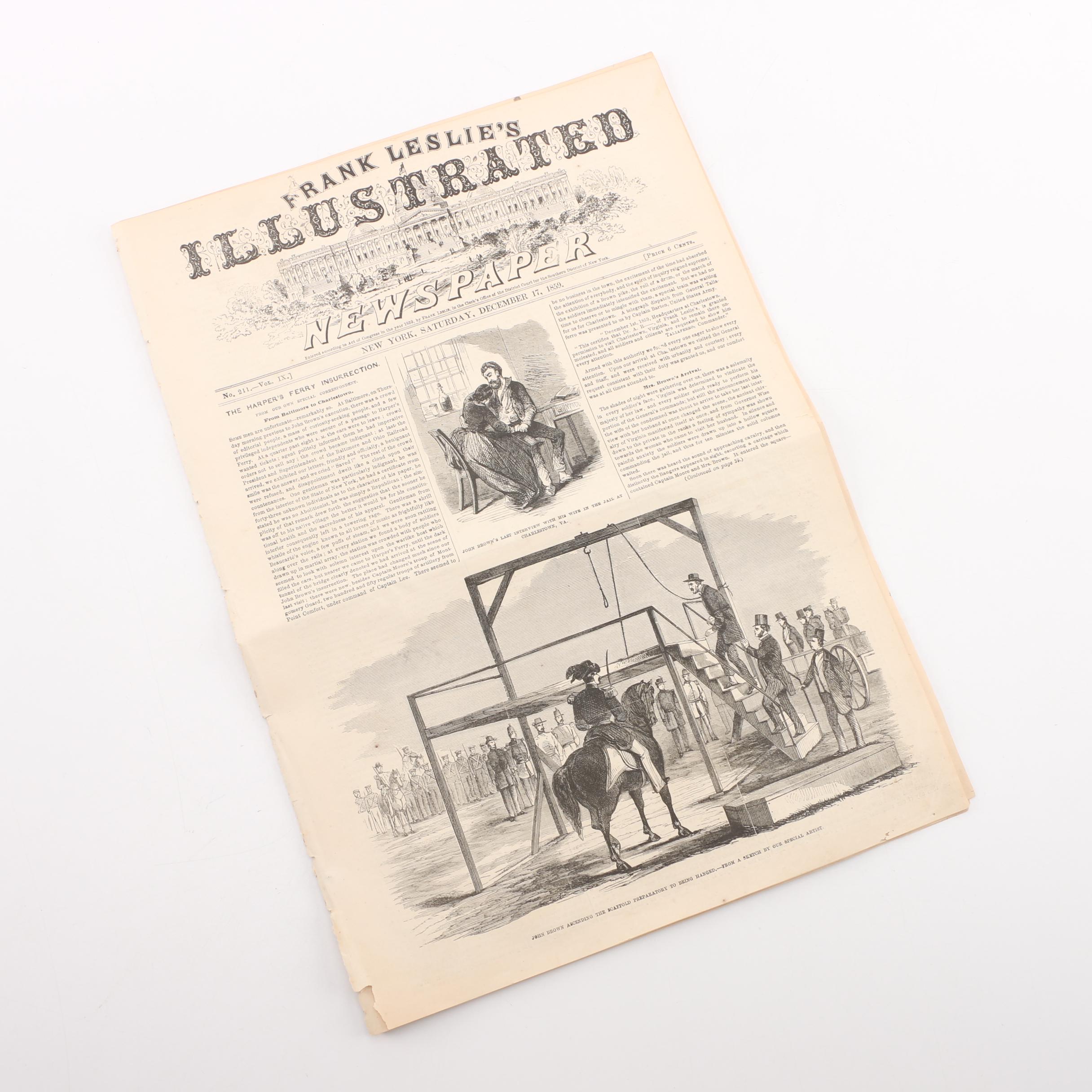 1859 "Frank Leslie's Illustrated Newspaper" on John Brown's Execution