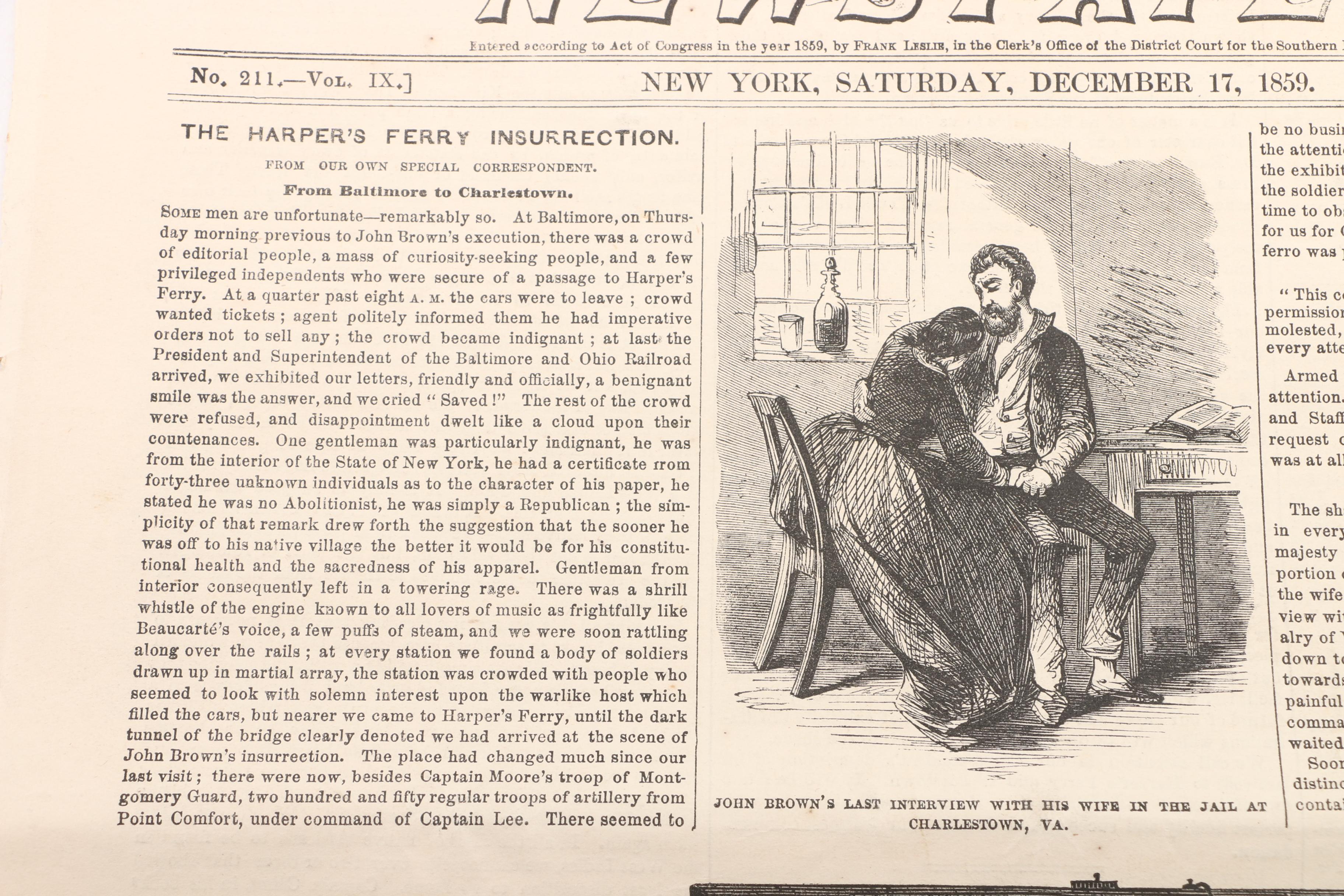 1859 "Frank Leslie's Illustrated Newspaper" on John Brown's Execution