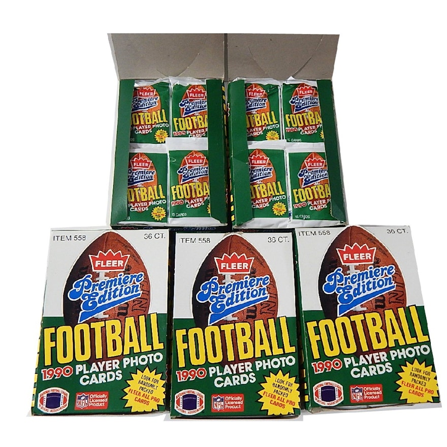 Unopened 1990 Fleer NFL Football Wax Packs Cards