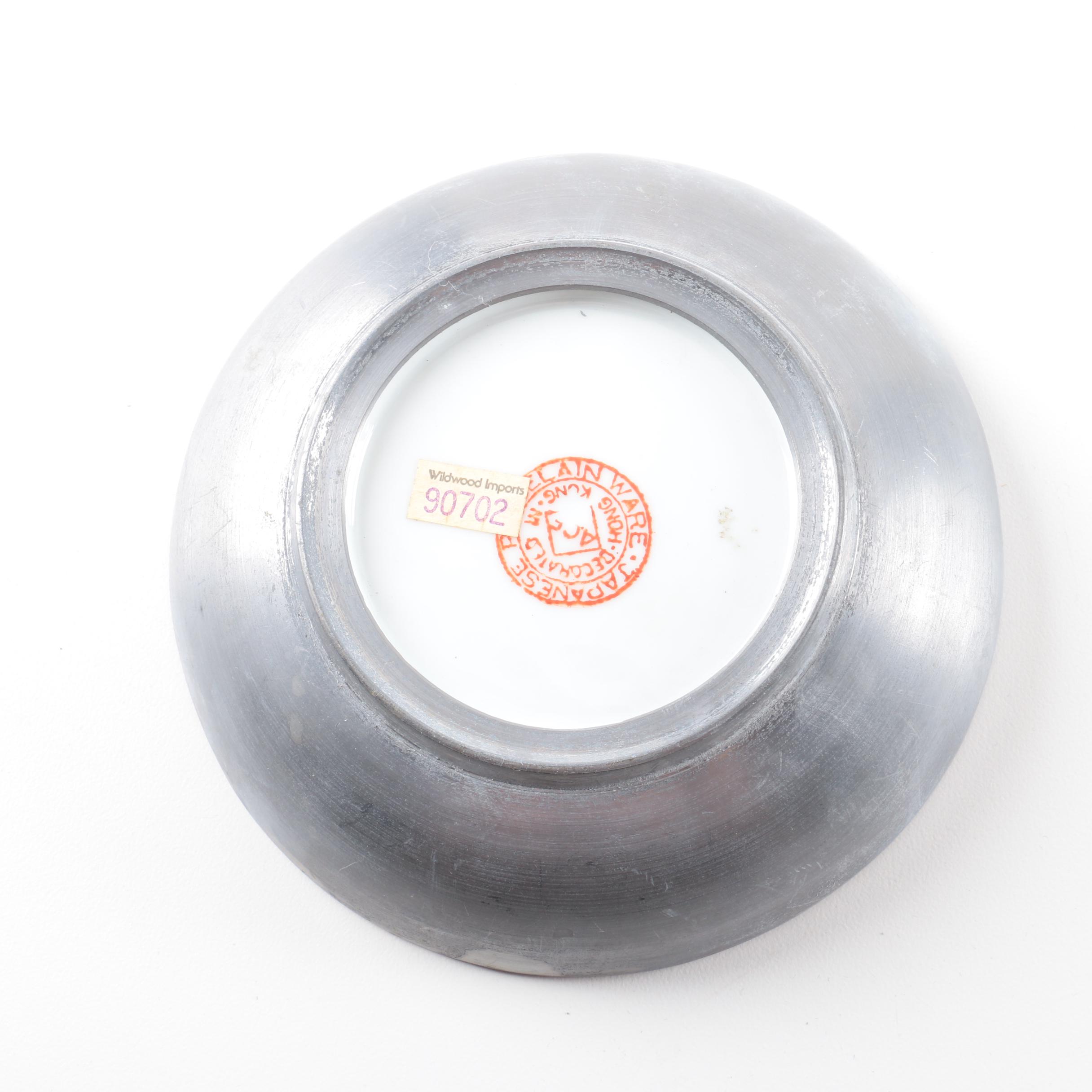 ACF Japanese Porcelain Bowl with Metal Base Decorated in Hong Kong