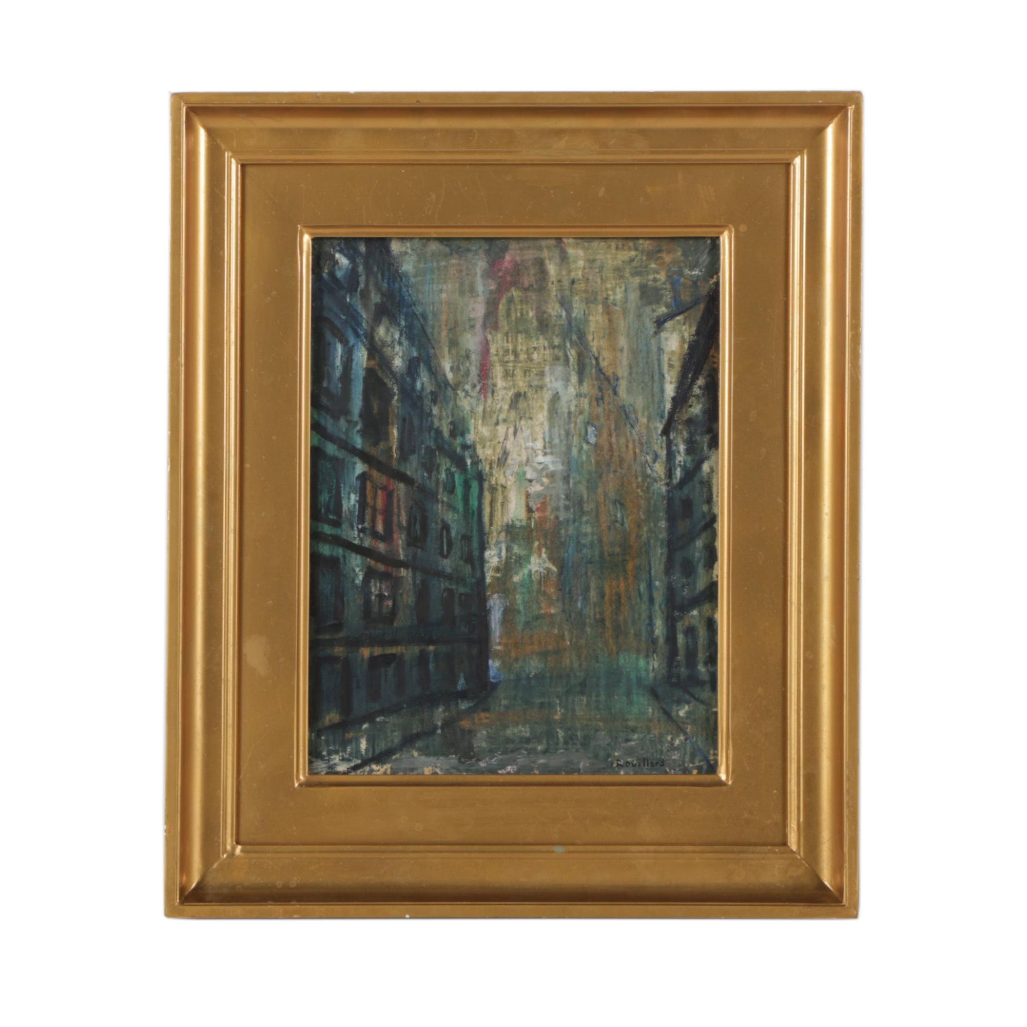 Rouillard Oil Painting of a Dreary Street