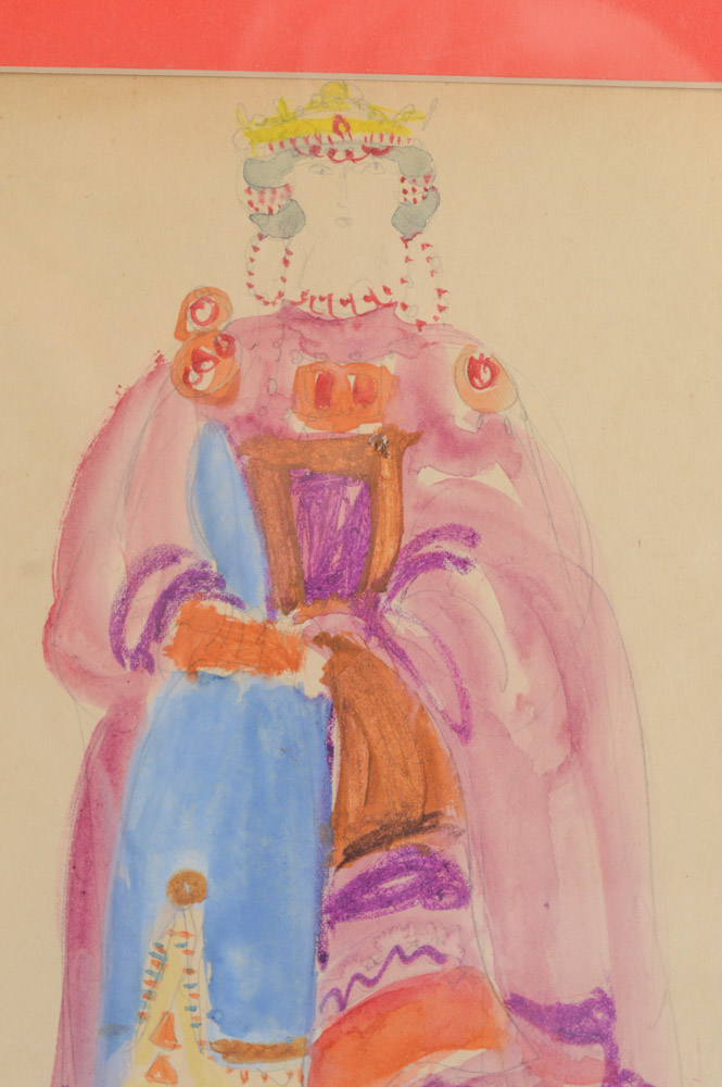 Watercolors of Medieval Stage Character Costumes by C. Fortini