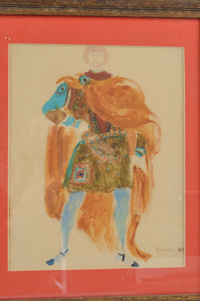 Watercolors of Medieval Stage Character Costumes by C. Fortini