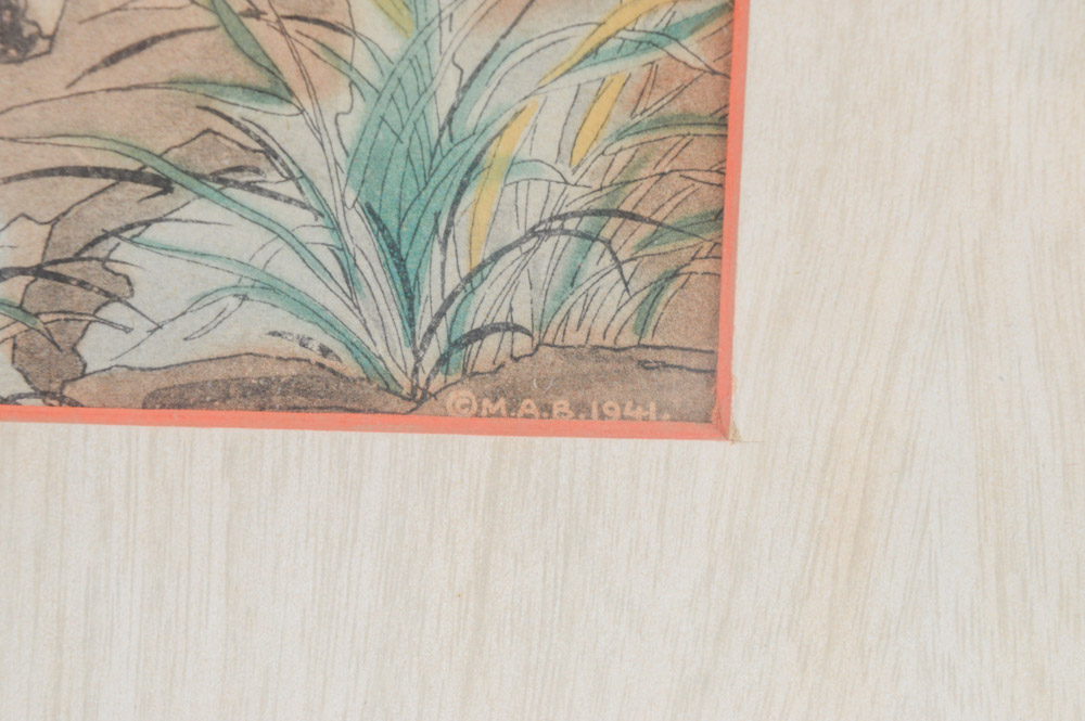 Enila Lowe Offset Lithograph of Japanese Scene