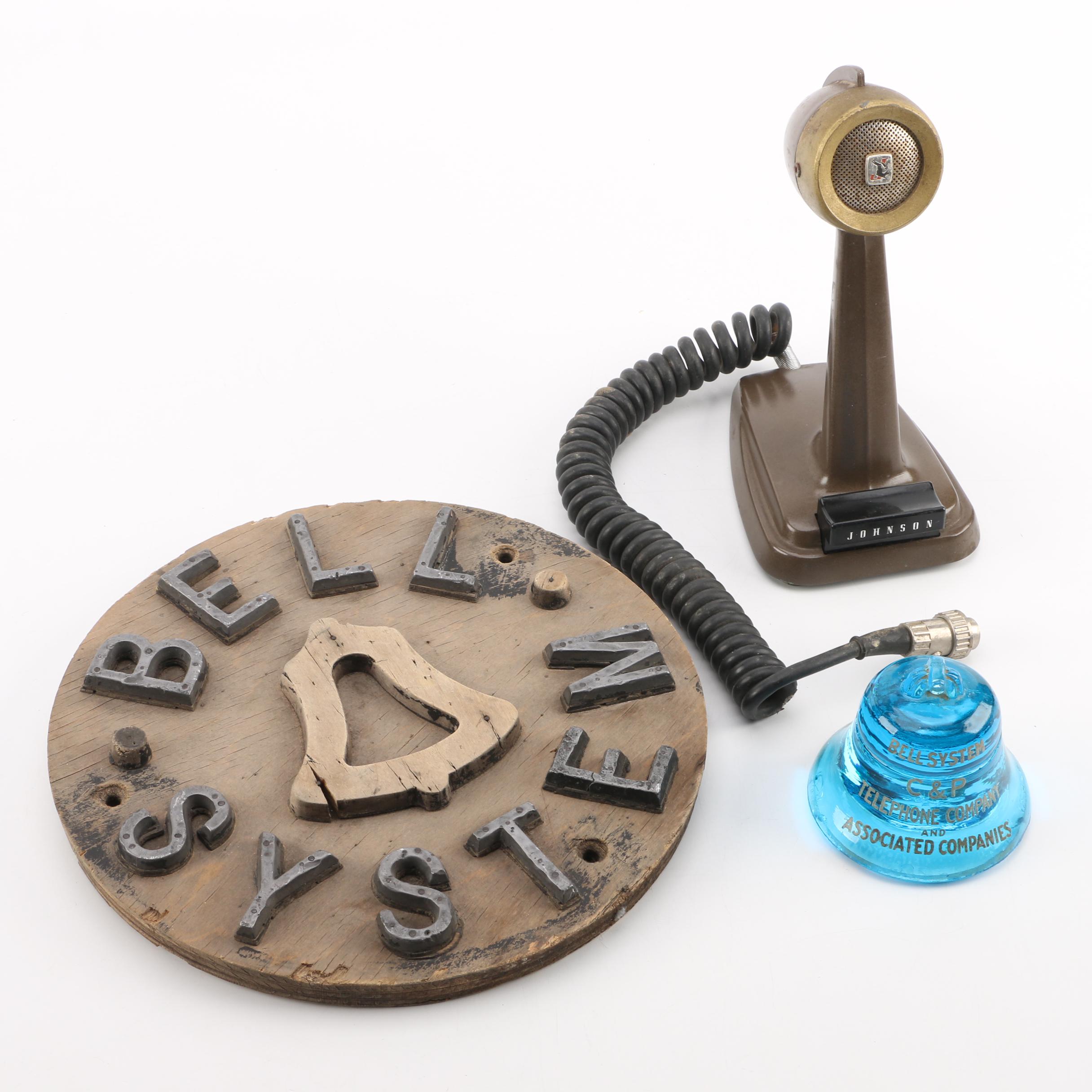 Vintage Johnson PA Microphone with Bell System Decor