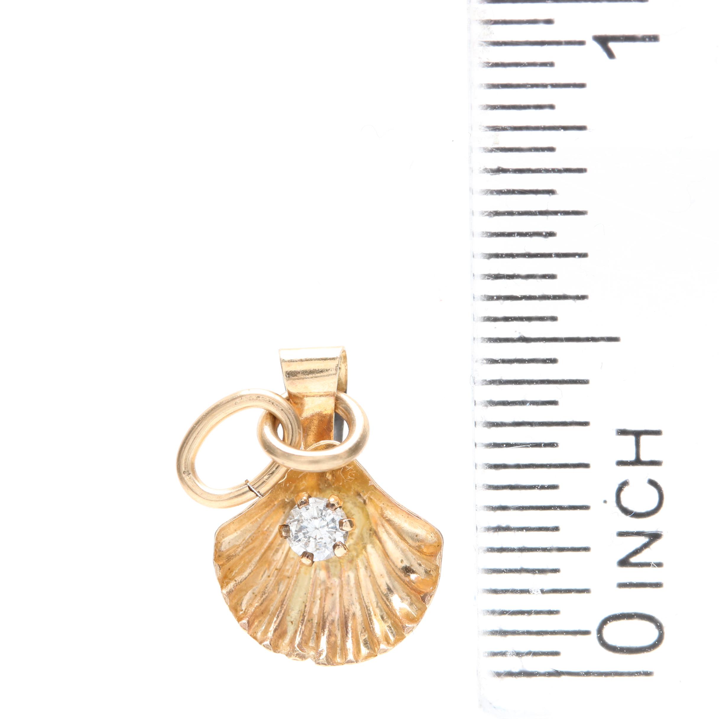 14K Yellow Gold Diamond Pendant