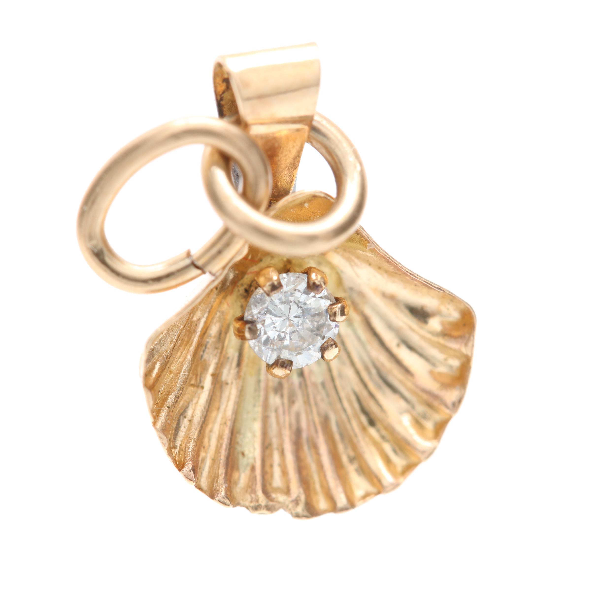 14K Yellow Gold Diamond Pendant