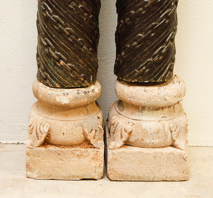 Two Chain-Link Carved Architectural Pillars