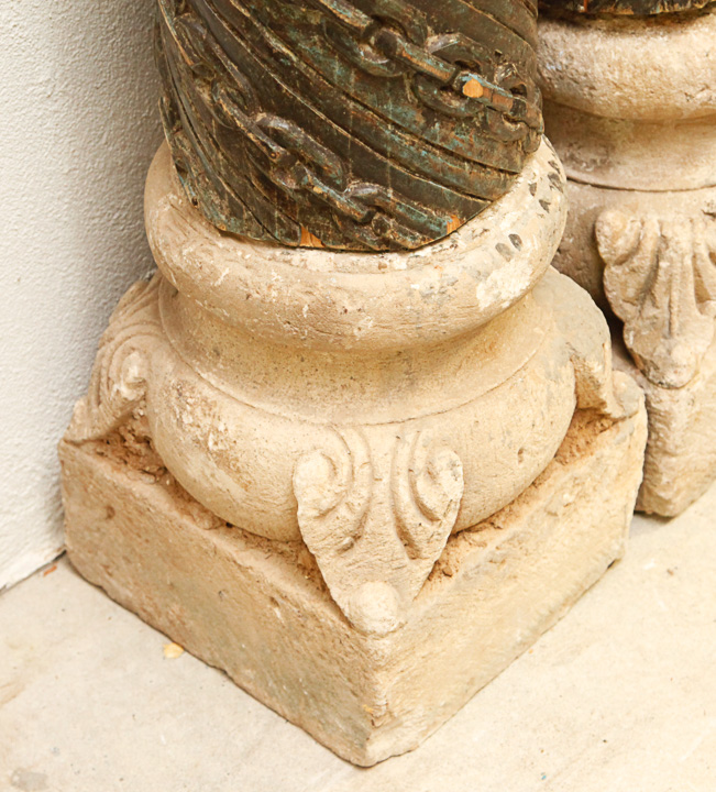 Two Chain-Link Carved Architectural Pillars