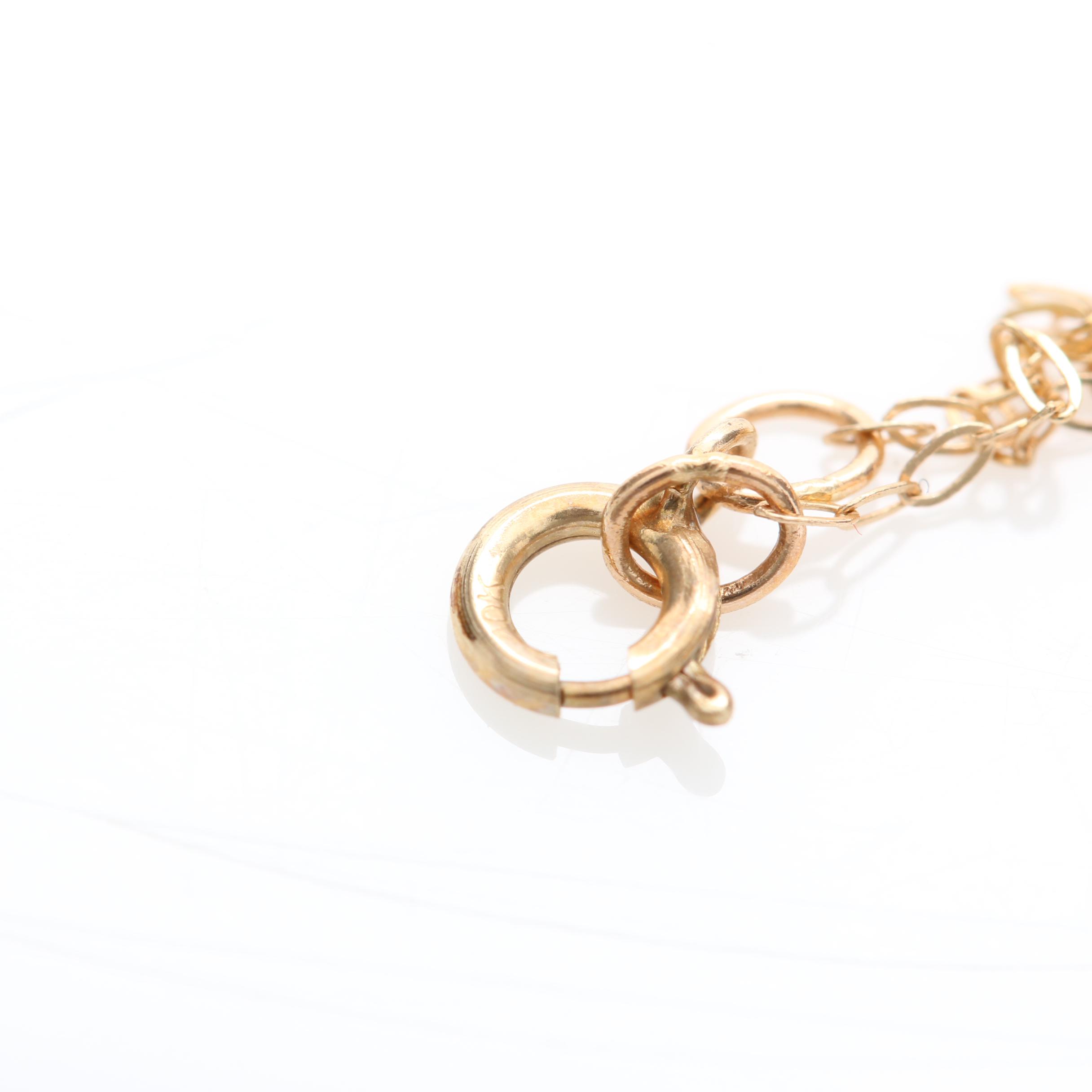 10K Yellow Gold Sapphire and Diamond Heart Necklace