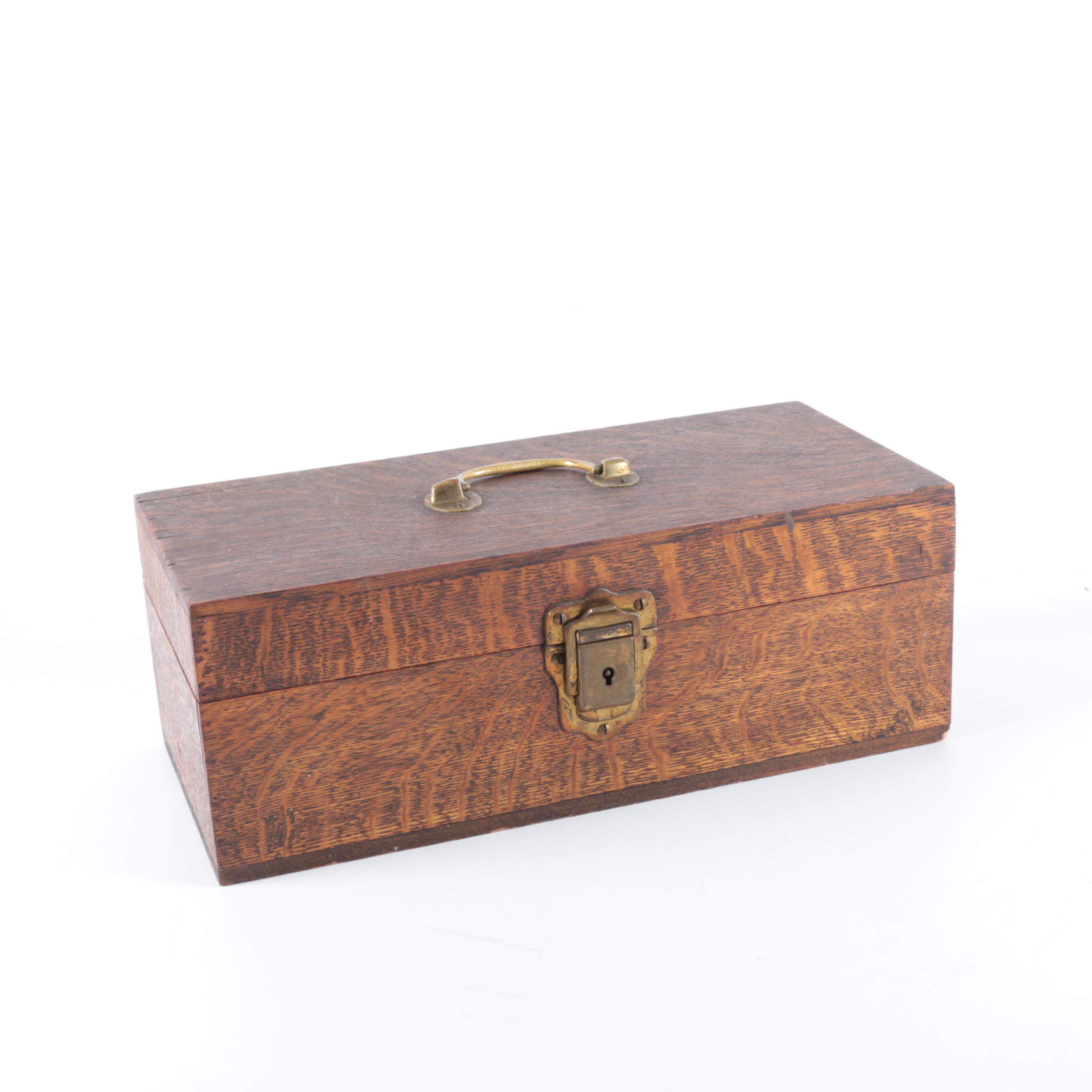 Vintage Wooden Toolbox with Wood Carving Tools