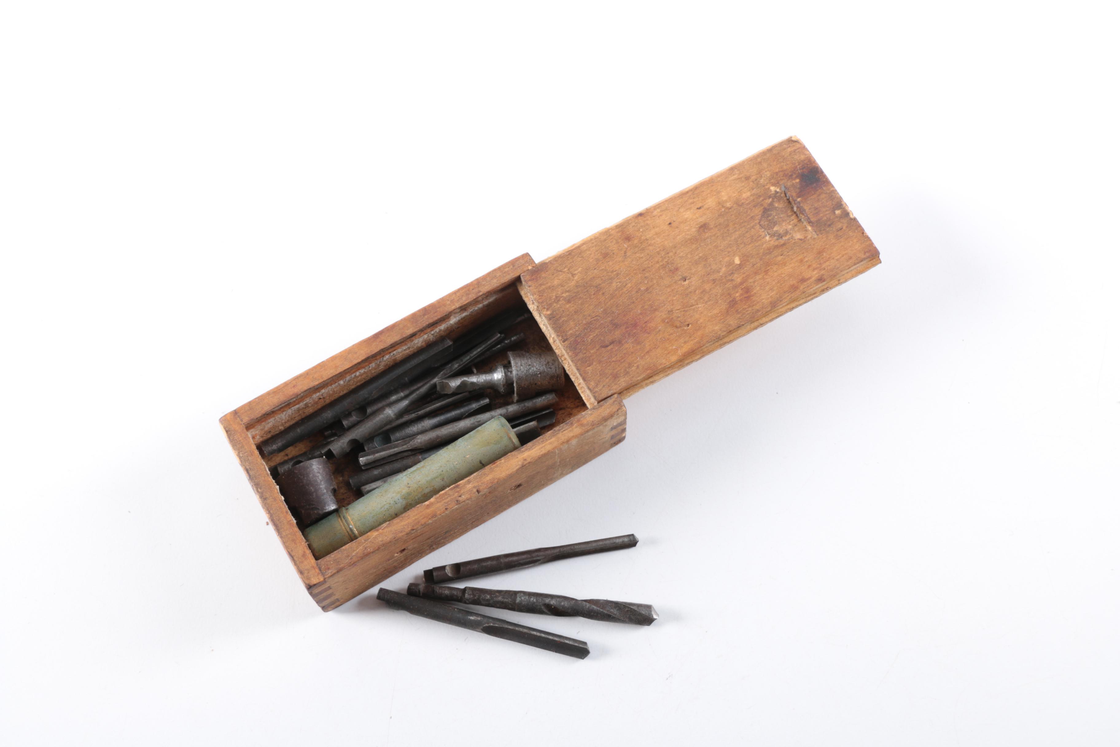 Vintage Wooden Toolbox with Wood Carving Tools