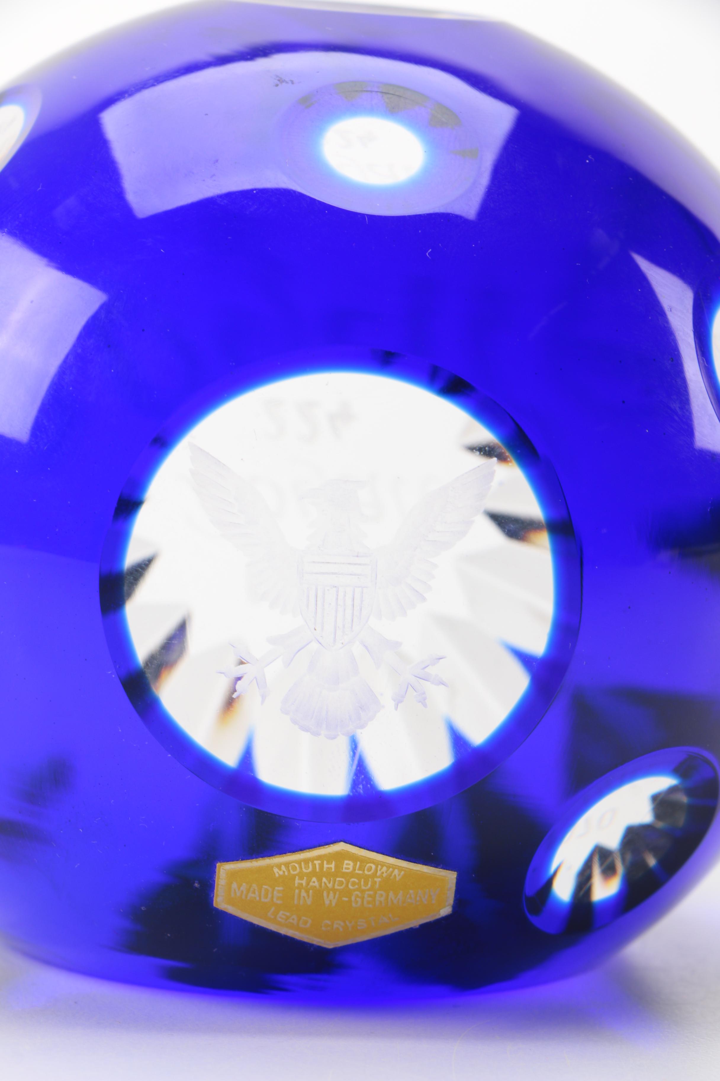 1970 Limited Edition "Royale" Blue Crystal Paperweight