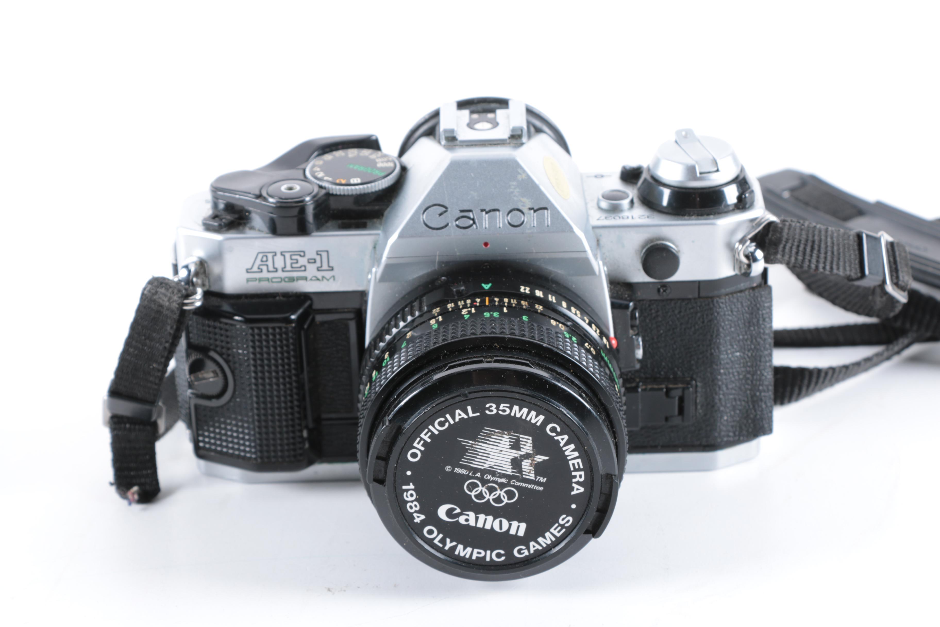 Vintage Canon AE-1 Program Camera with Accessories