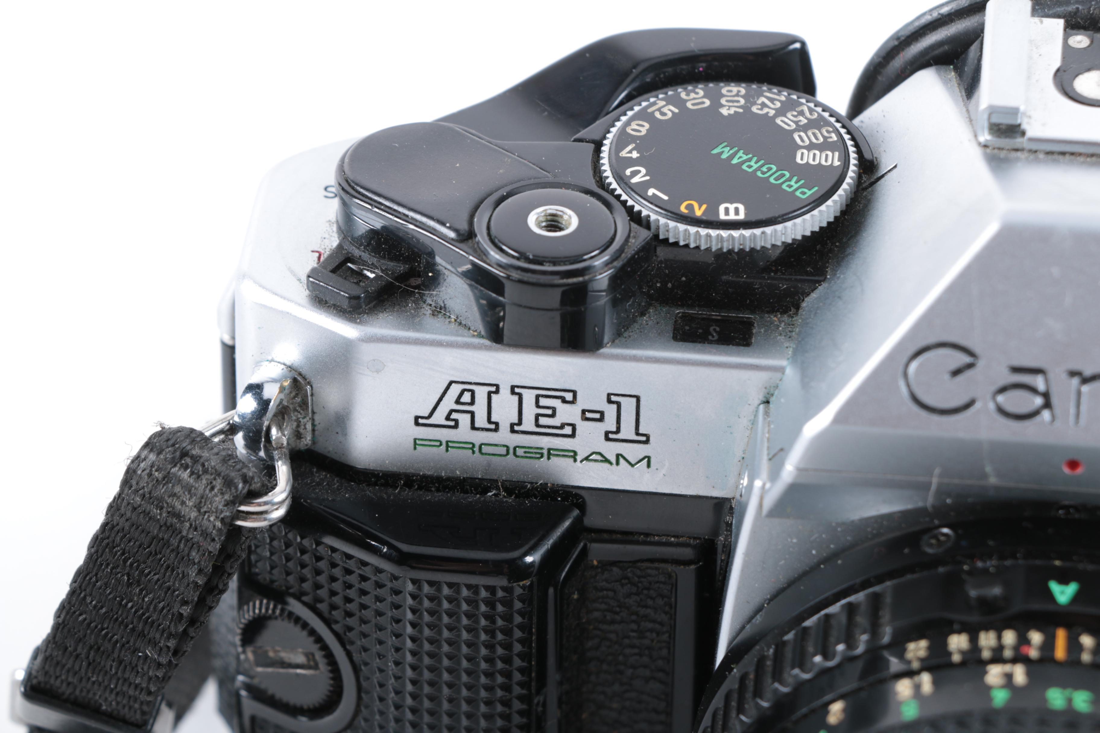 Vintage Canon AE-1 Program Camera with Accessories