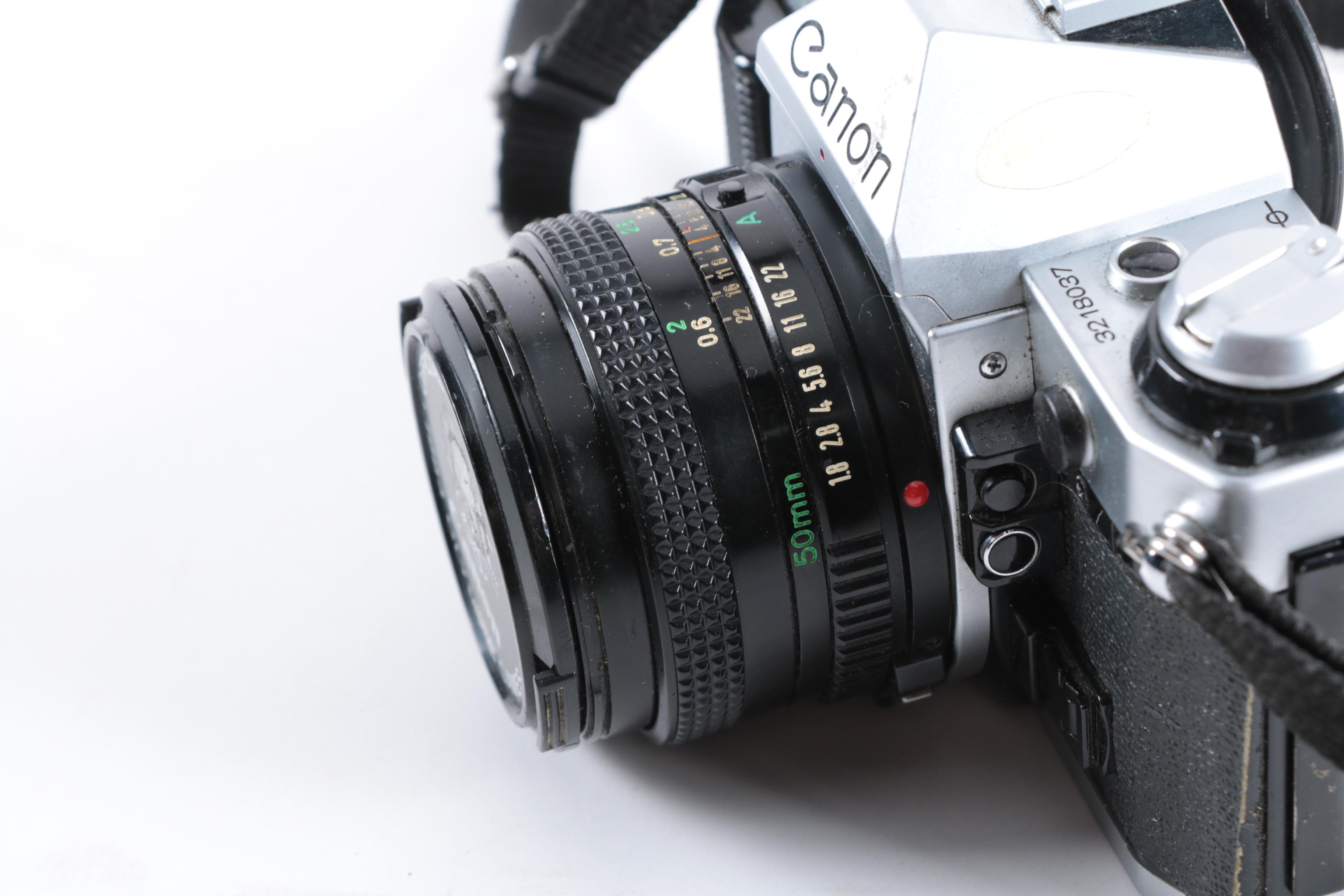 Vintage Canon AE-1 Program Camera with Accessories