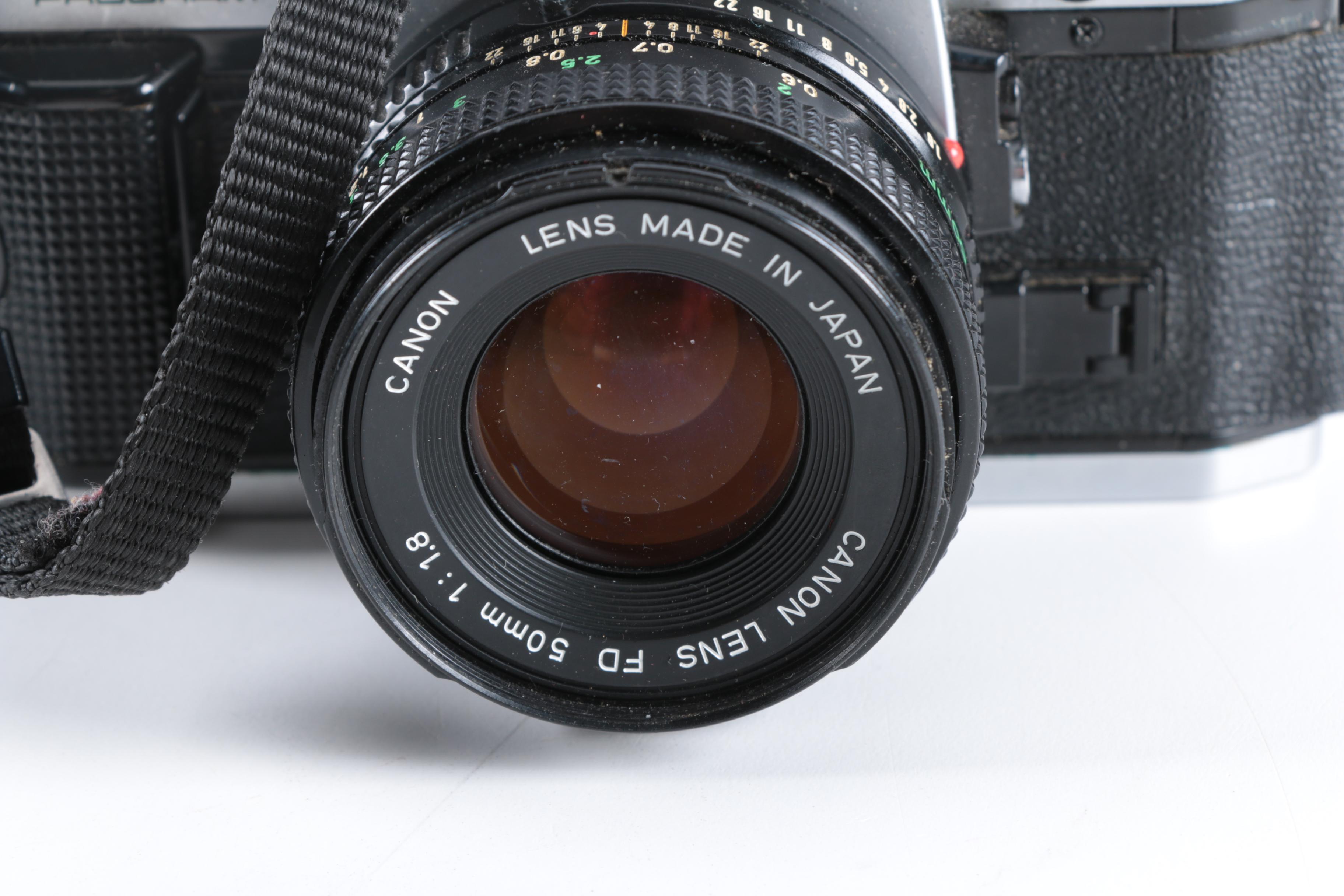 Vintage Canon AE-1 Program Camera with Accessories