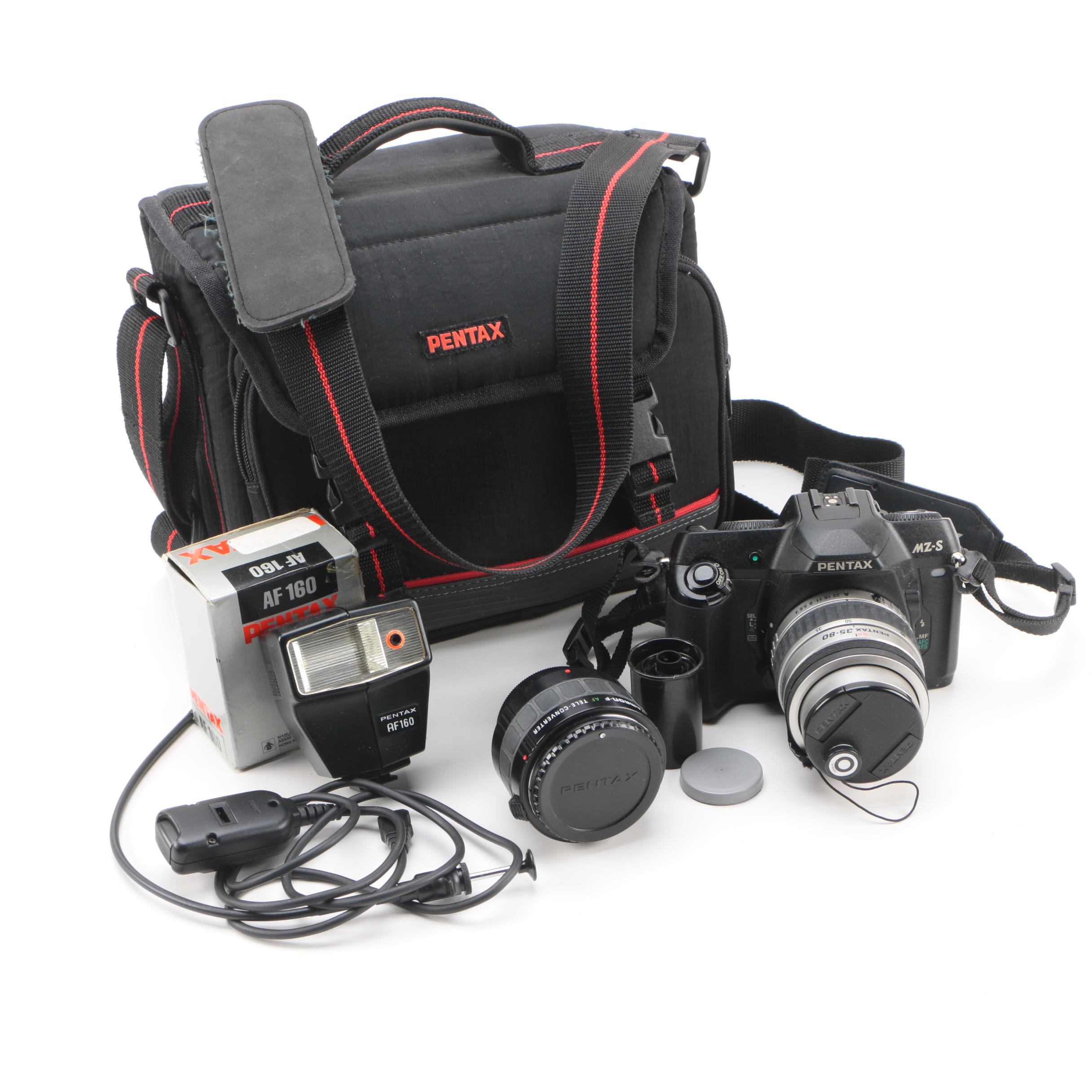 Pentax MZ-S 35mm SLR Camera with Accessories