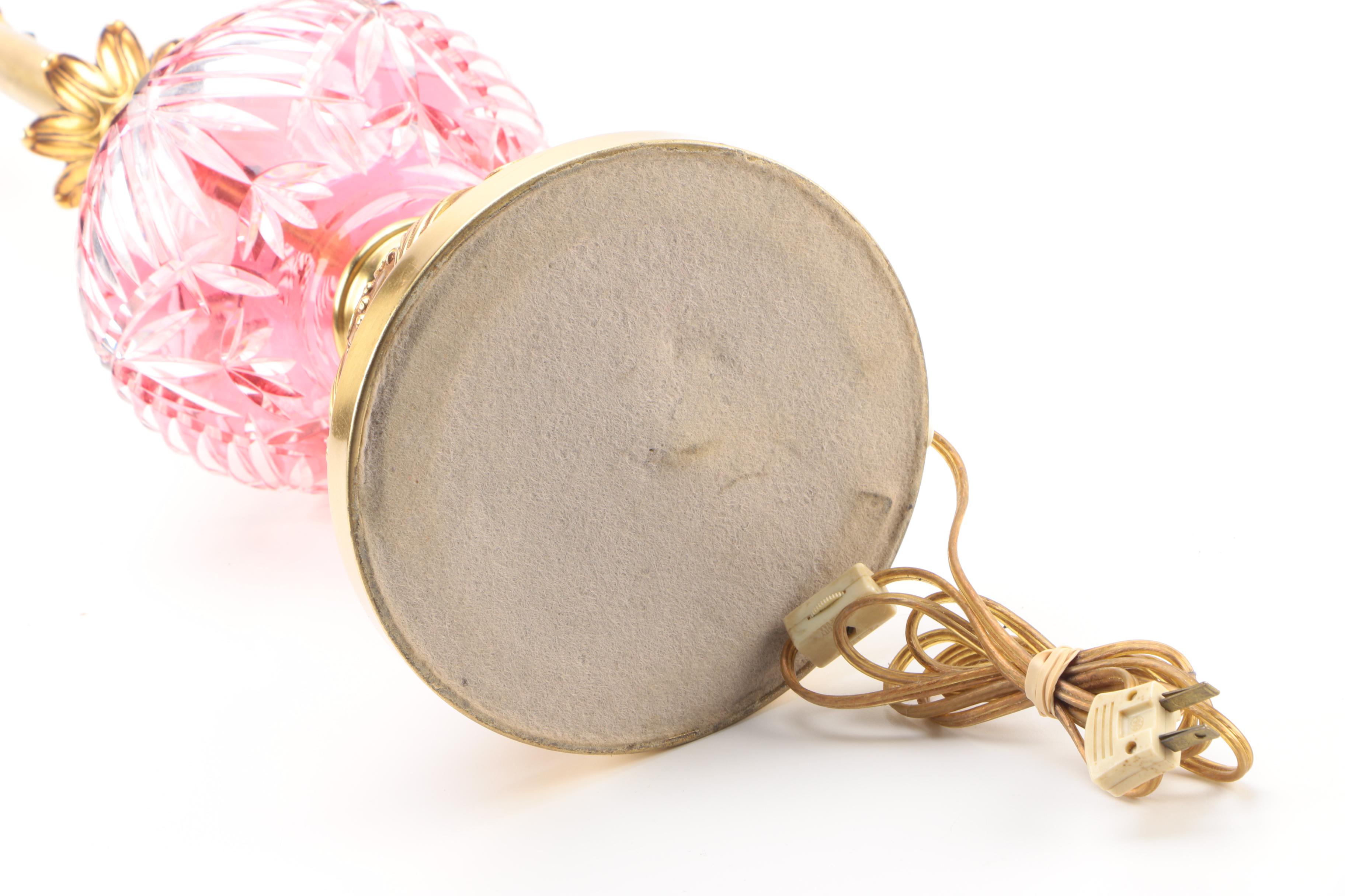 Vintage Cranberry Flashed Crystal Urn Table Lamp