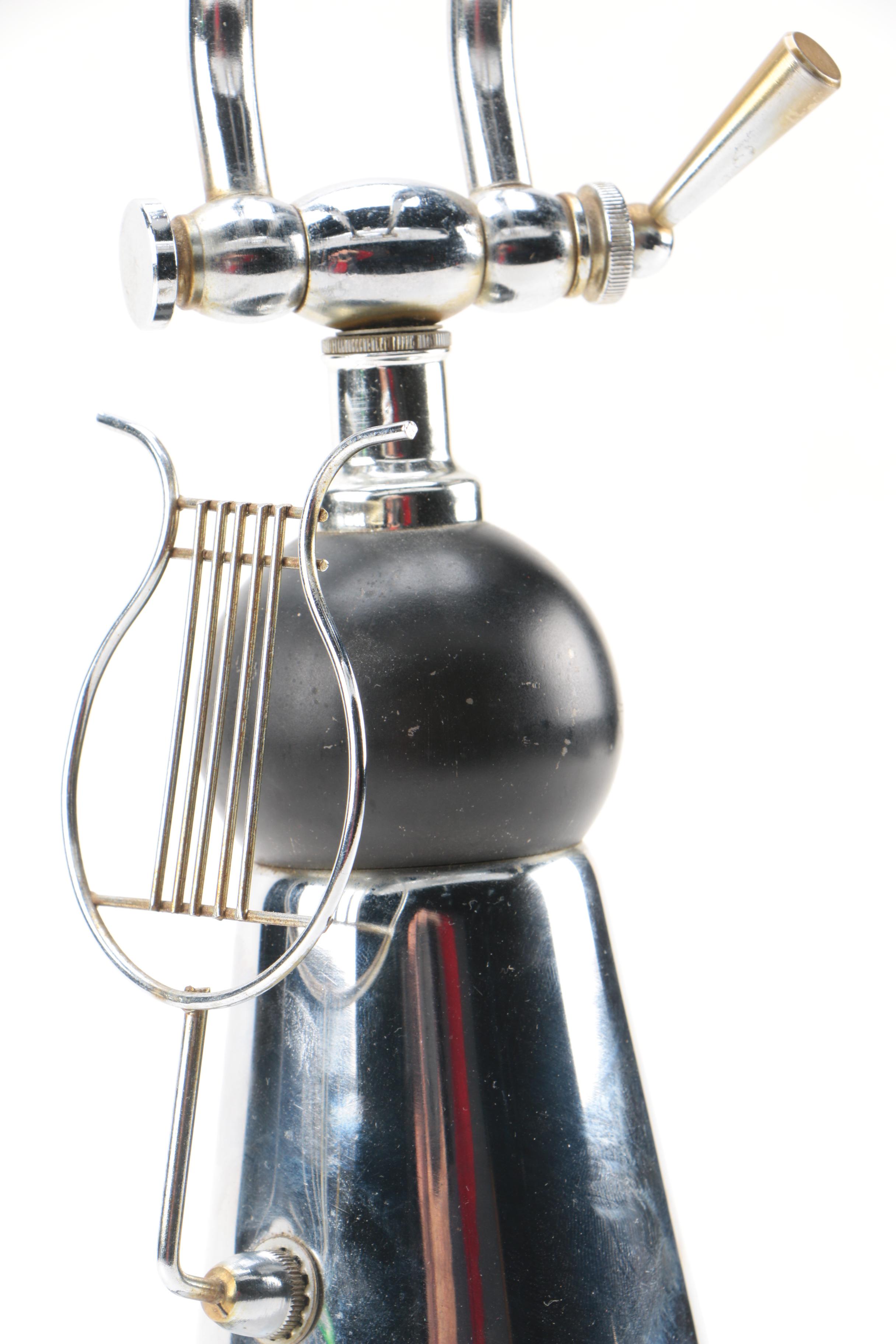 Art Deco Chrome Desk Lamp with Lyre Accent