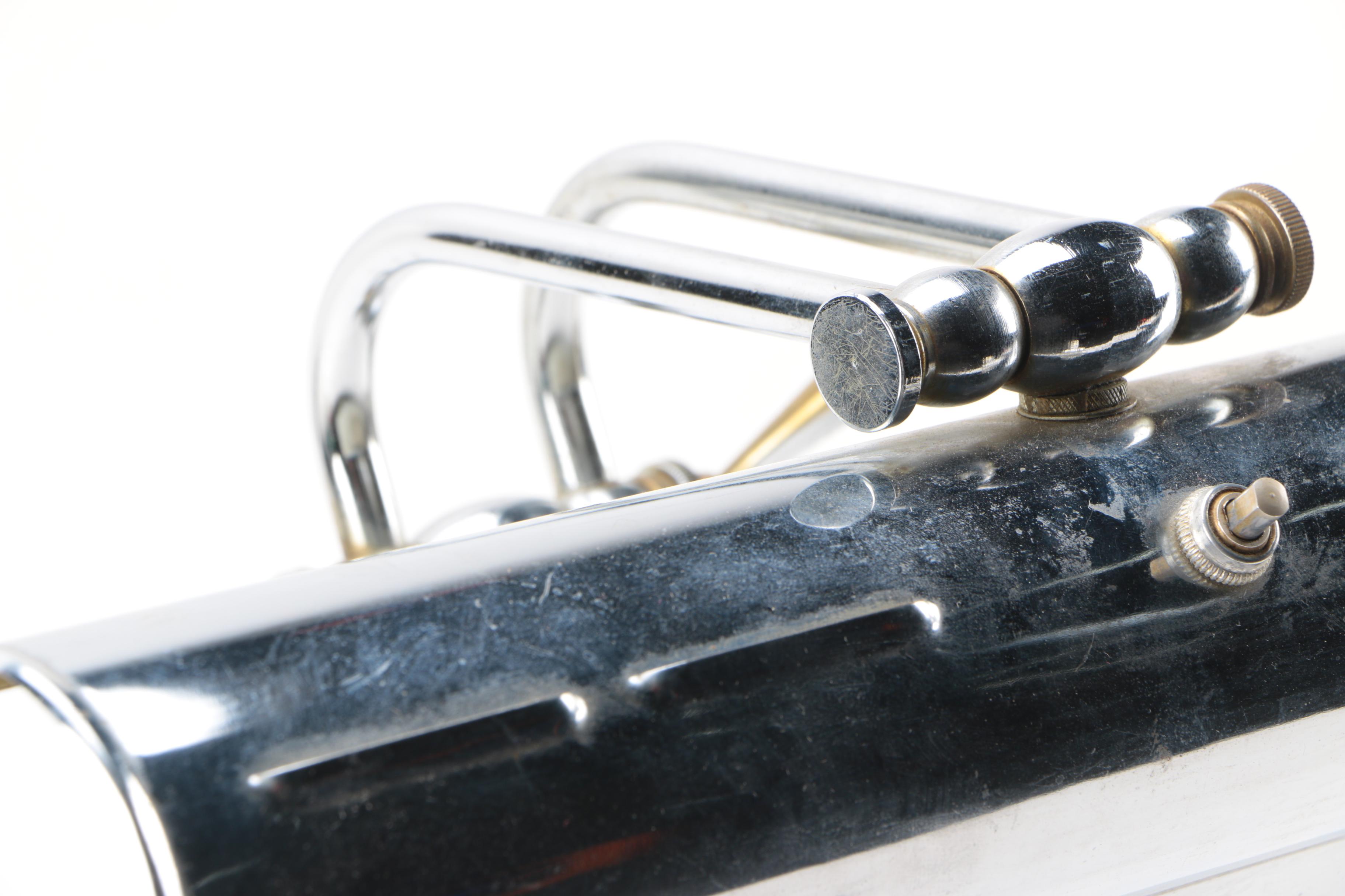 Art Deco Chrome Desk Lamp with Lyre Accent