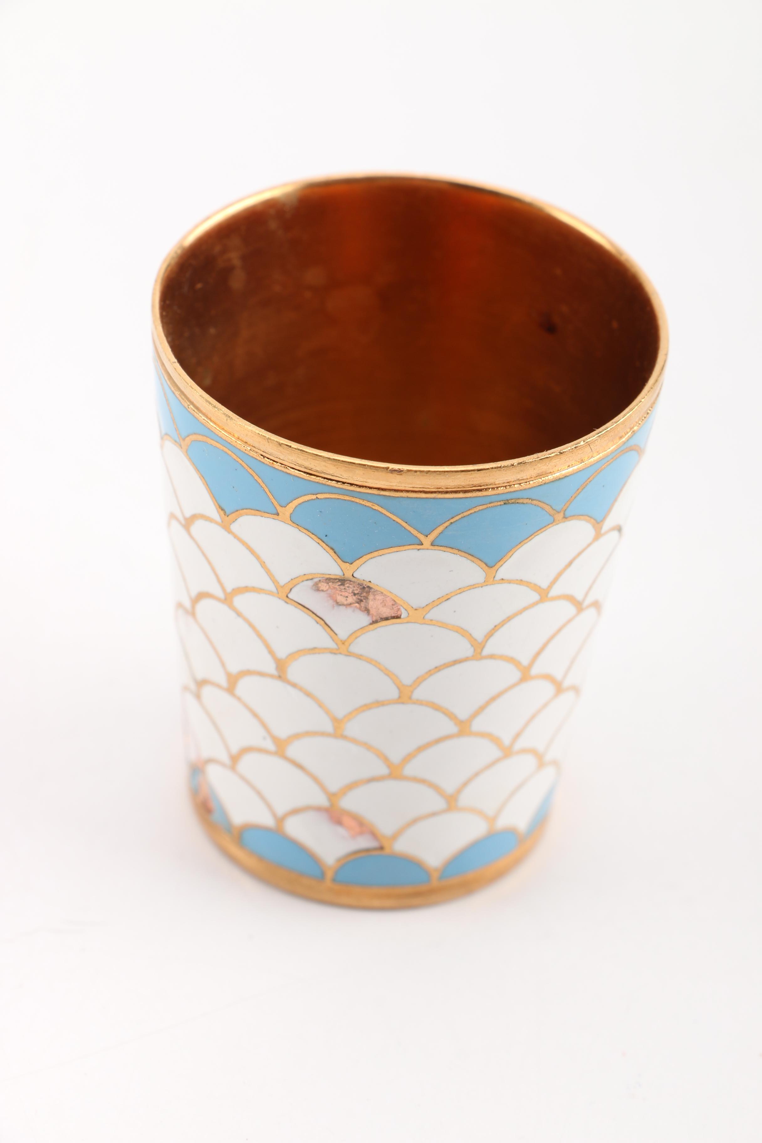 Kamotsuru Sake Decanter and Cloisonné Cup