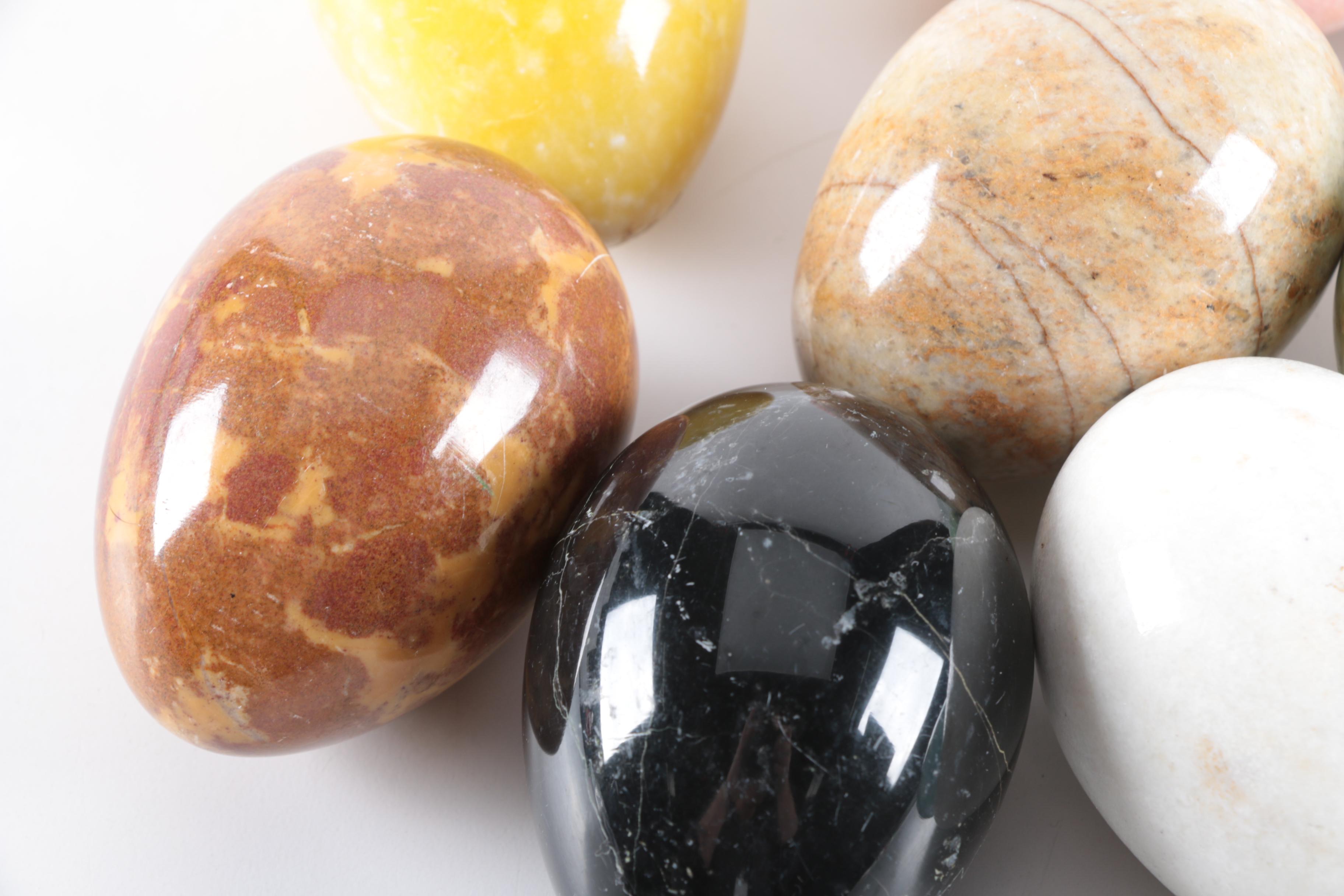 Dyed Alabaster and Marble Decorative Eggs