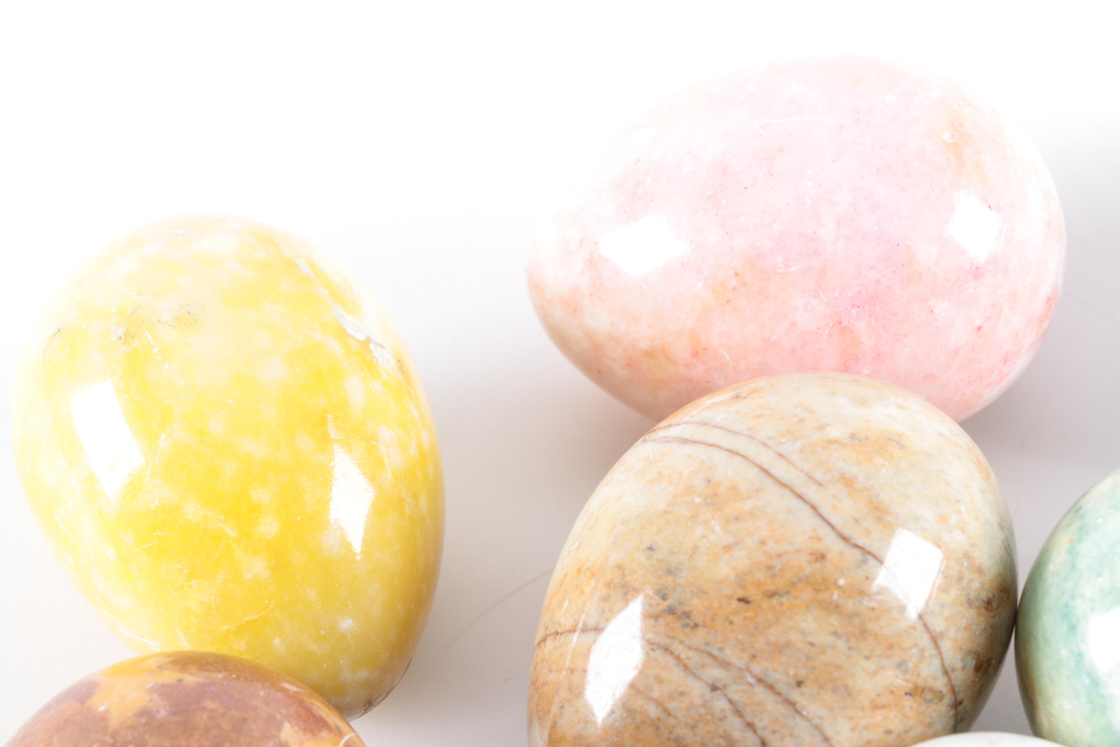 Dyed Alabaster and Marble Decorative Eggs