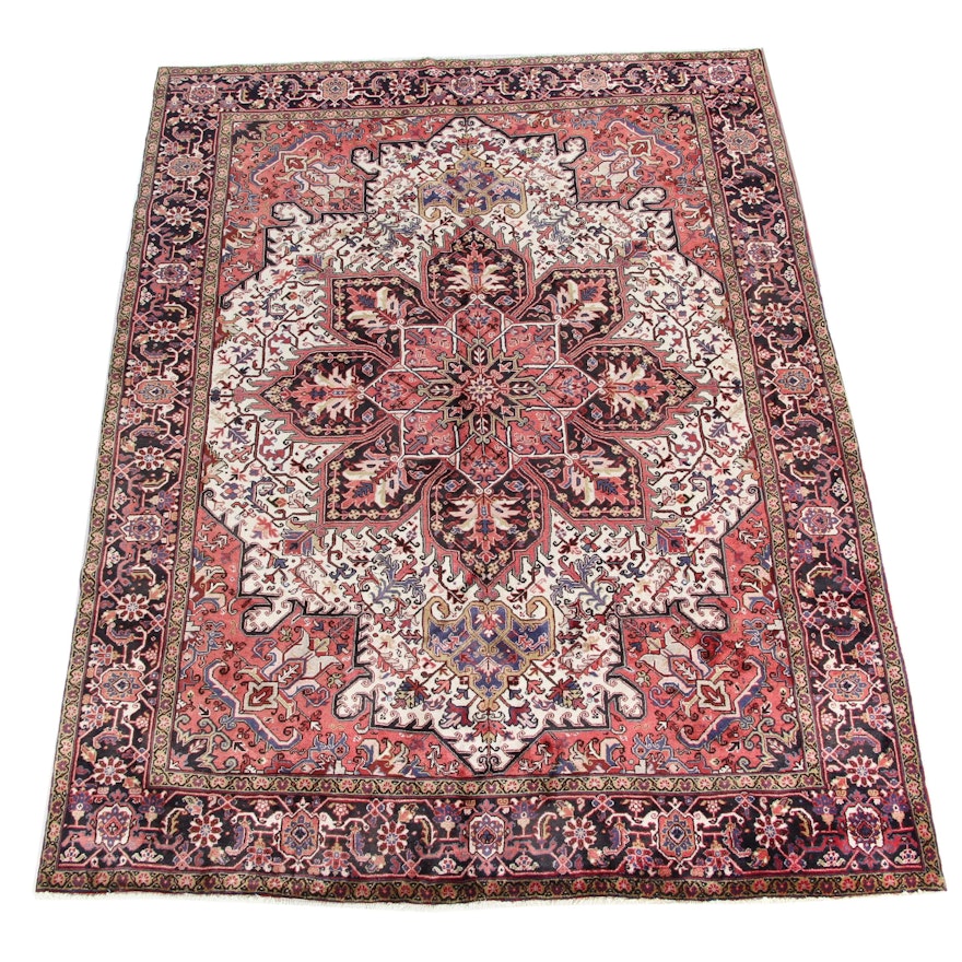 Hand-Knotted Persian Heriz Wool Area Rug
