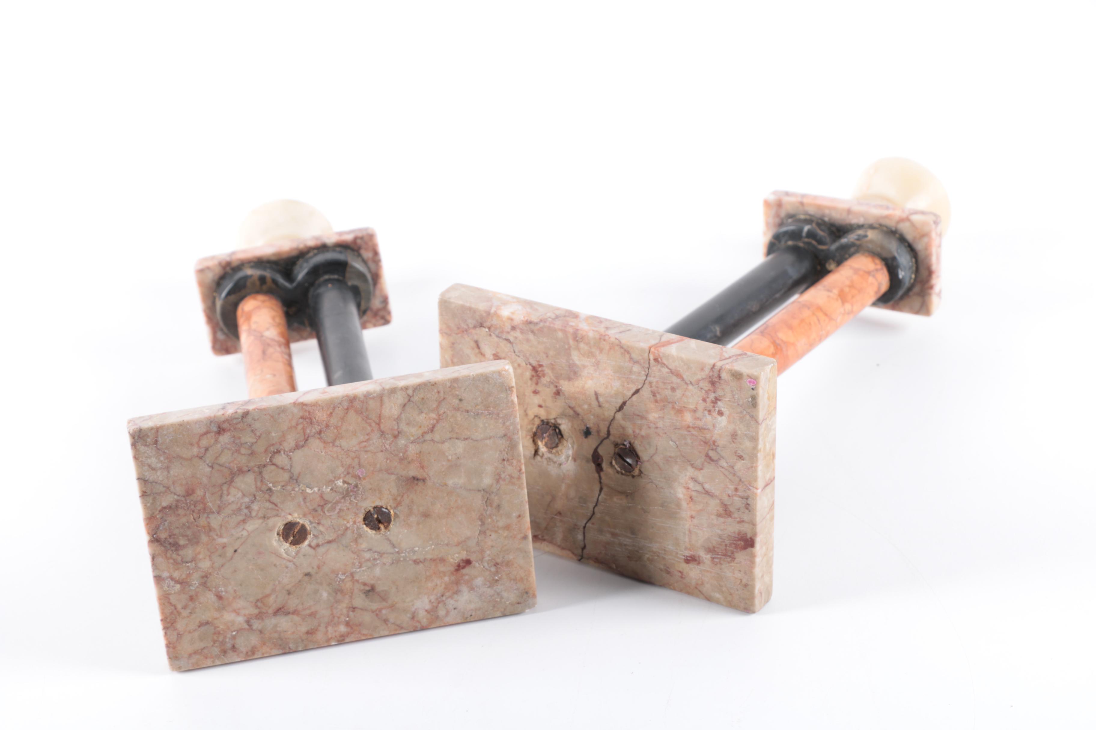 Columnar Stone Candlestick Holders