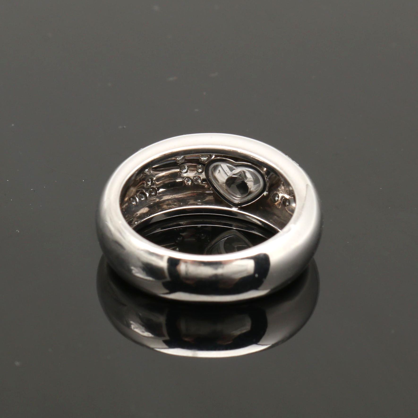 Chopard 18K White Gold Diamond "Happy Diamonds Collection" LOVE Ring