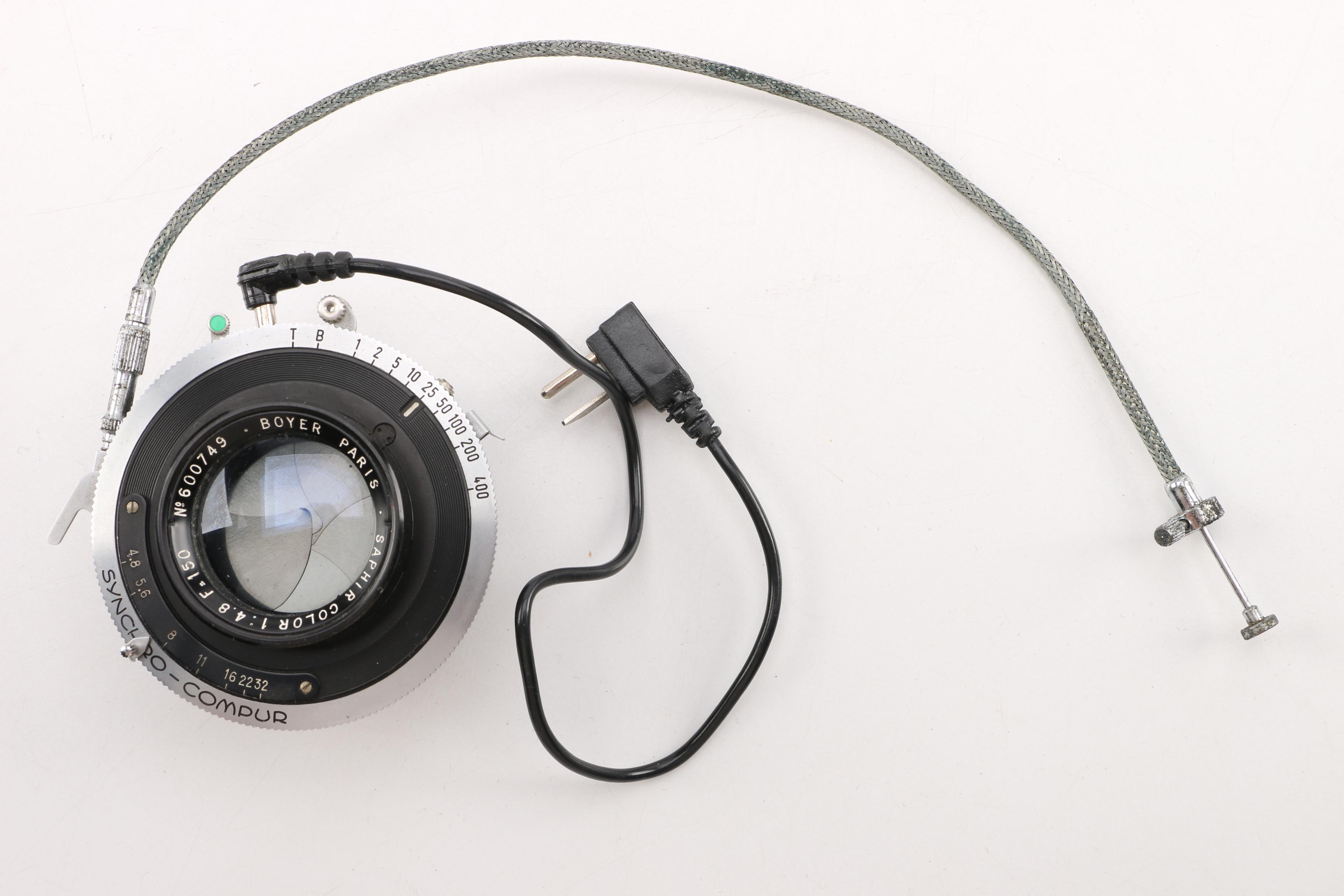 Boyer Paris Large format Camera lenses with Cords and Mounting