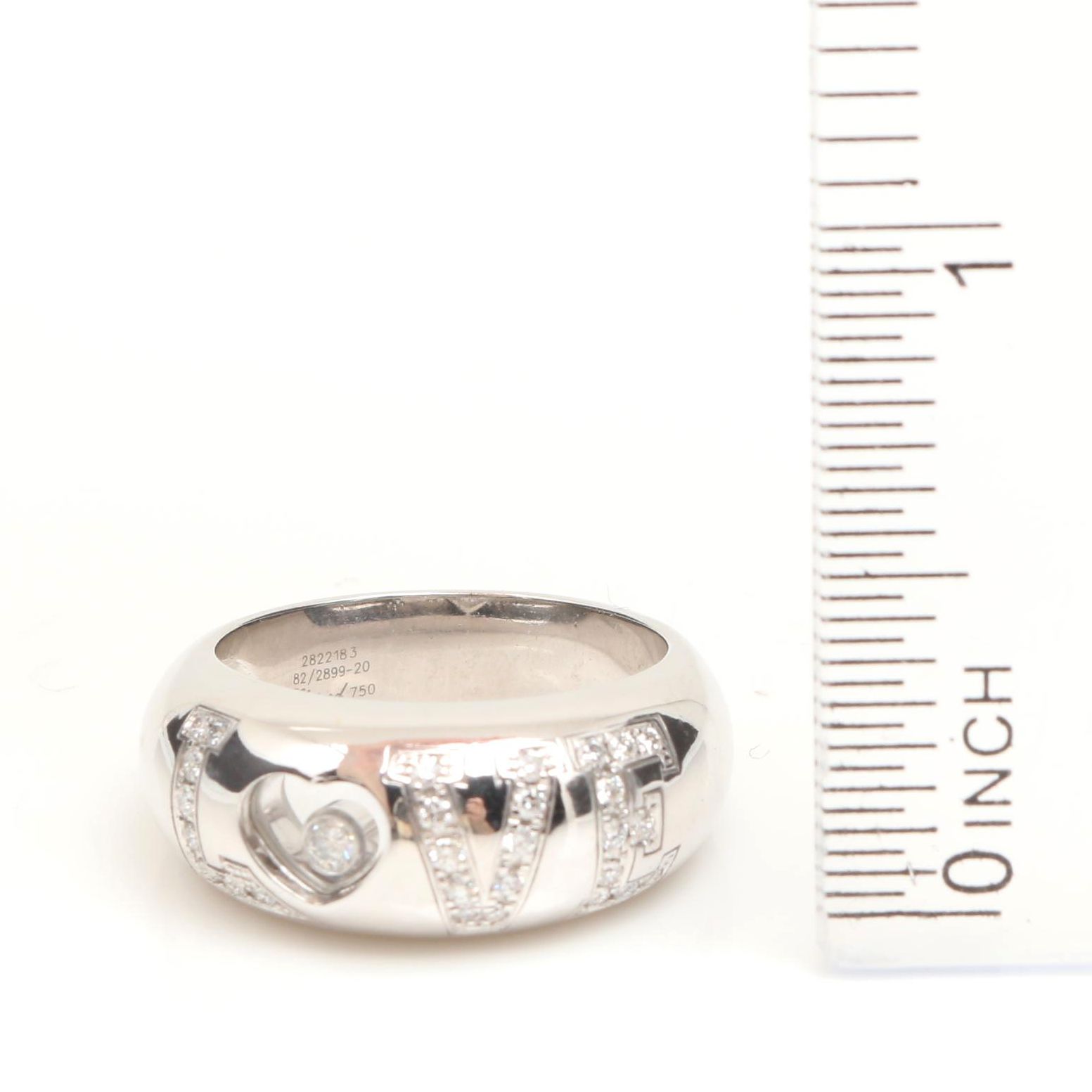 Chopard 18K White Gold Diamond "Happy Diamonds Collection" LOVE Ring