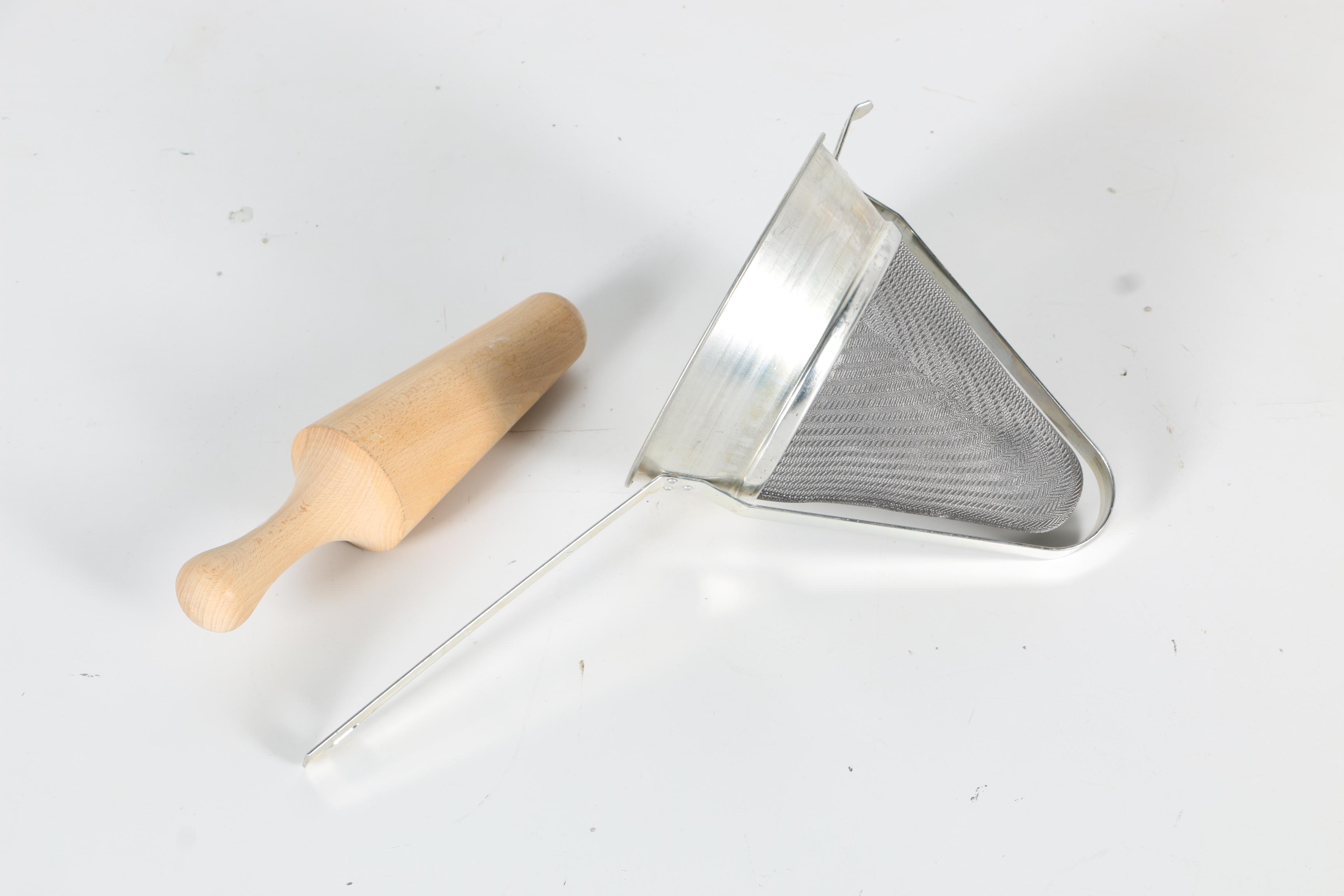 Knife Sharpener, Grater, Strainer, and Table Cloth