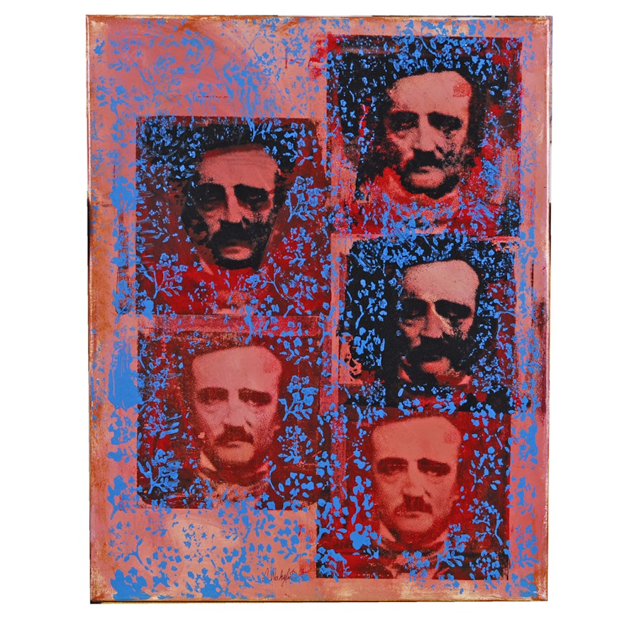 Stephen Wakefield Acrylic Painting "Poe On Canvas 1"