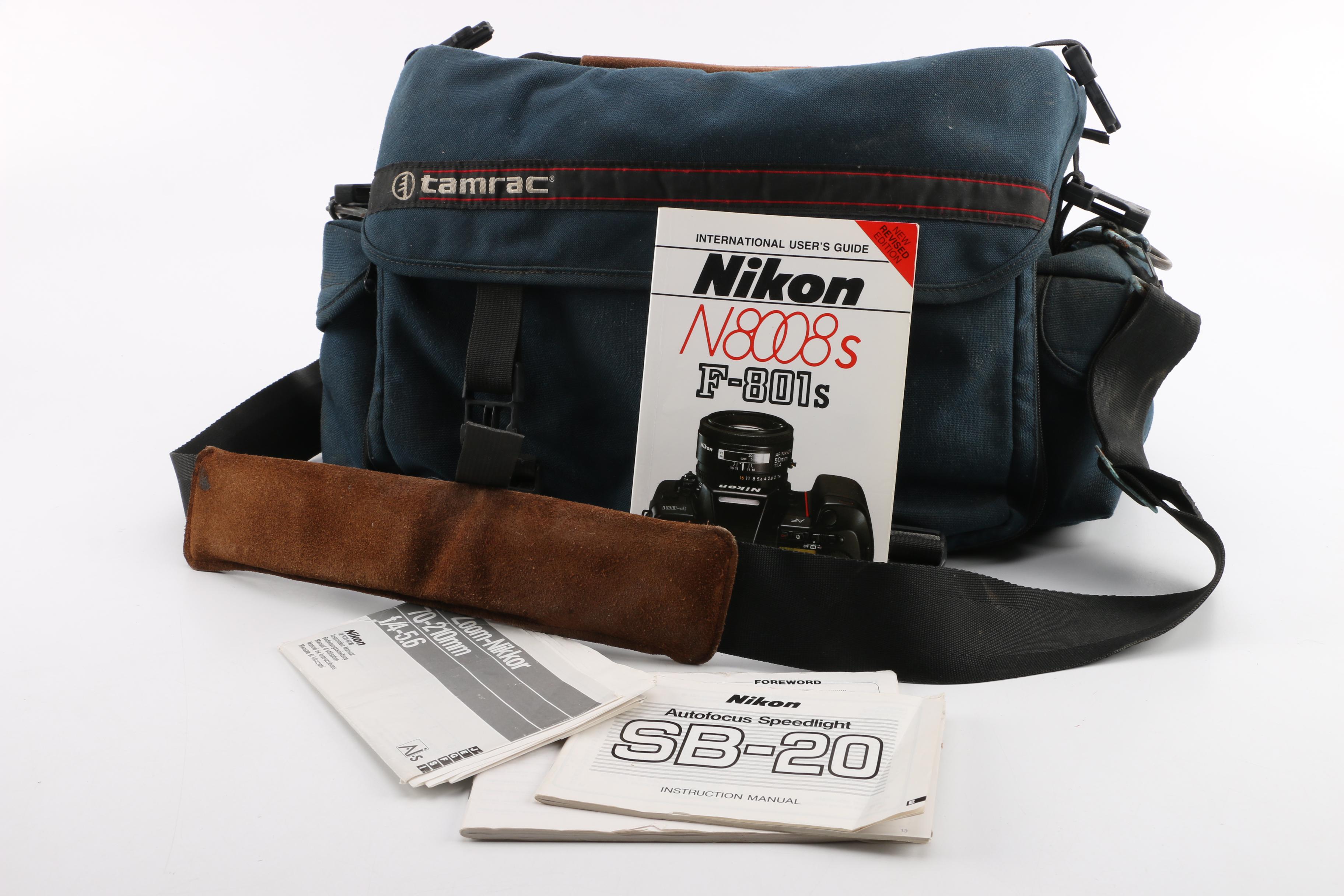 Nikon-N8008 Camera with with Telephoto Lens and Accessories